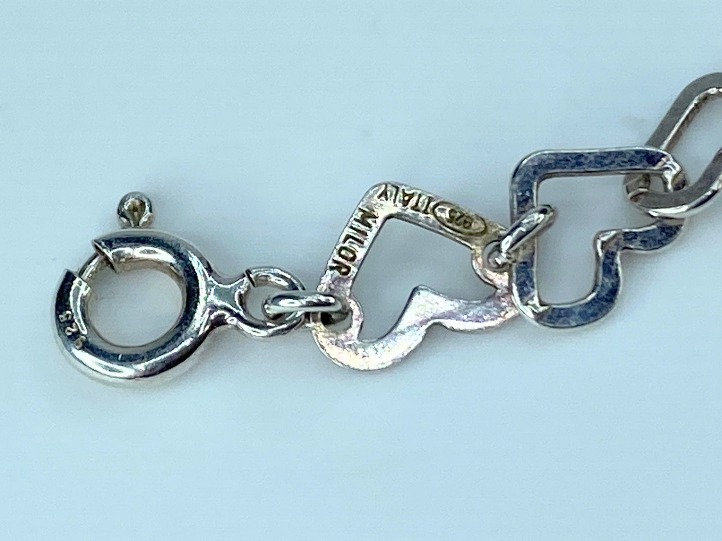 Milor Italy Sterling silver 6.0mm Heart link necklace 9.1g 19.5" JR262