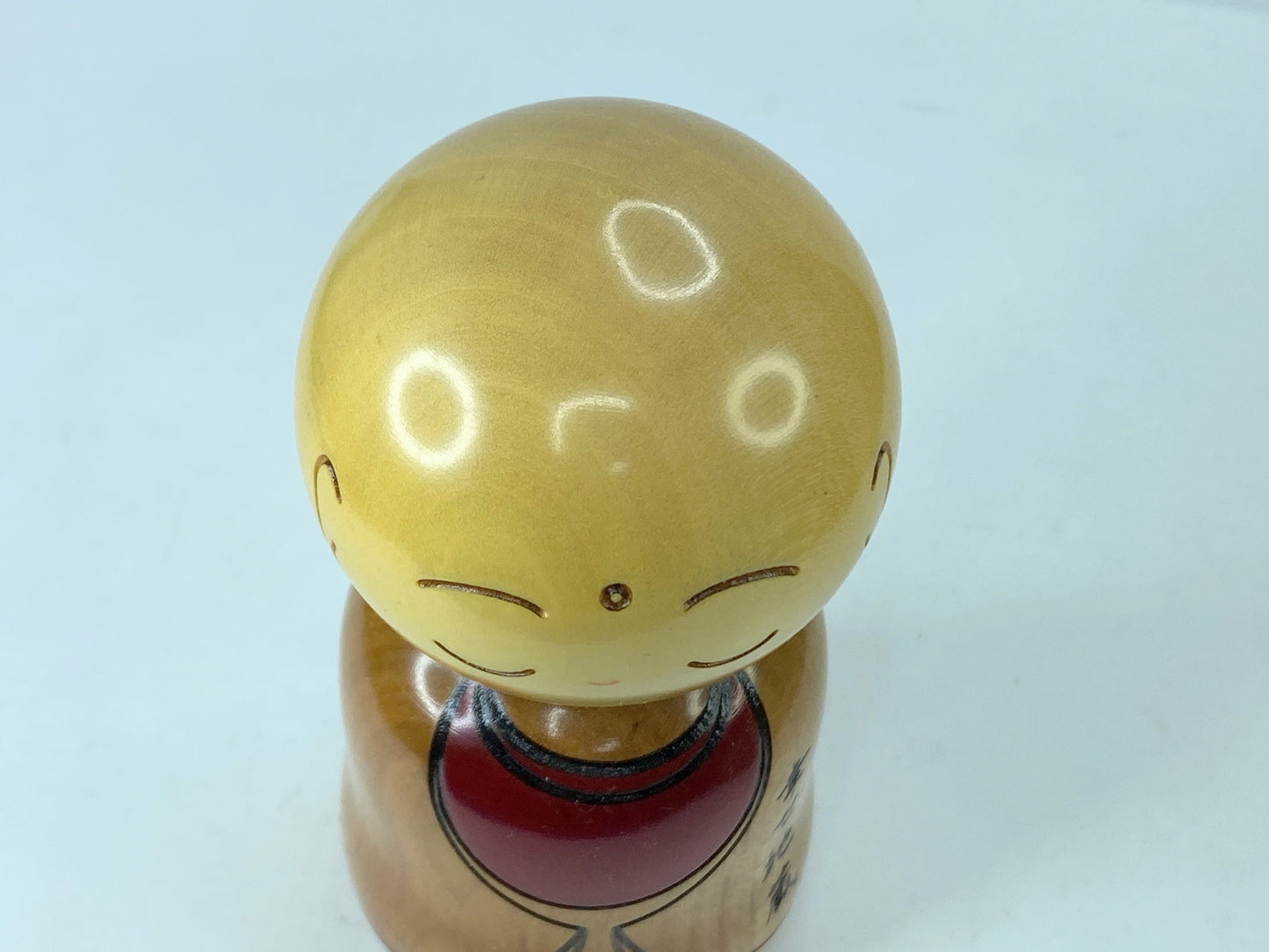 Usaburo Happy Jizo Original Kokeshi Wooden Doll 12.5 x 5.5cm Craftwork box A350