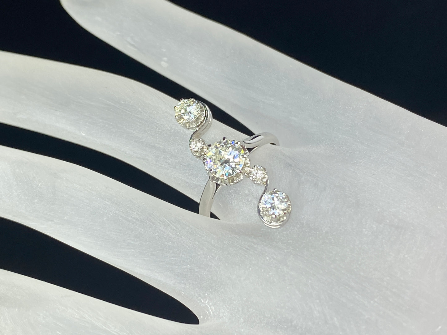 GIA Platinum/18K 1.93ct Old Euro cut Diamond w/ 1.15ct Ctn Artian ring
