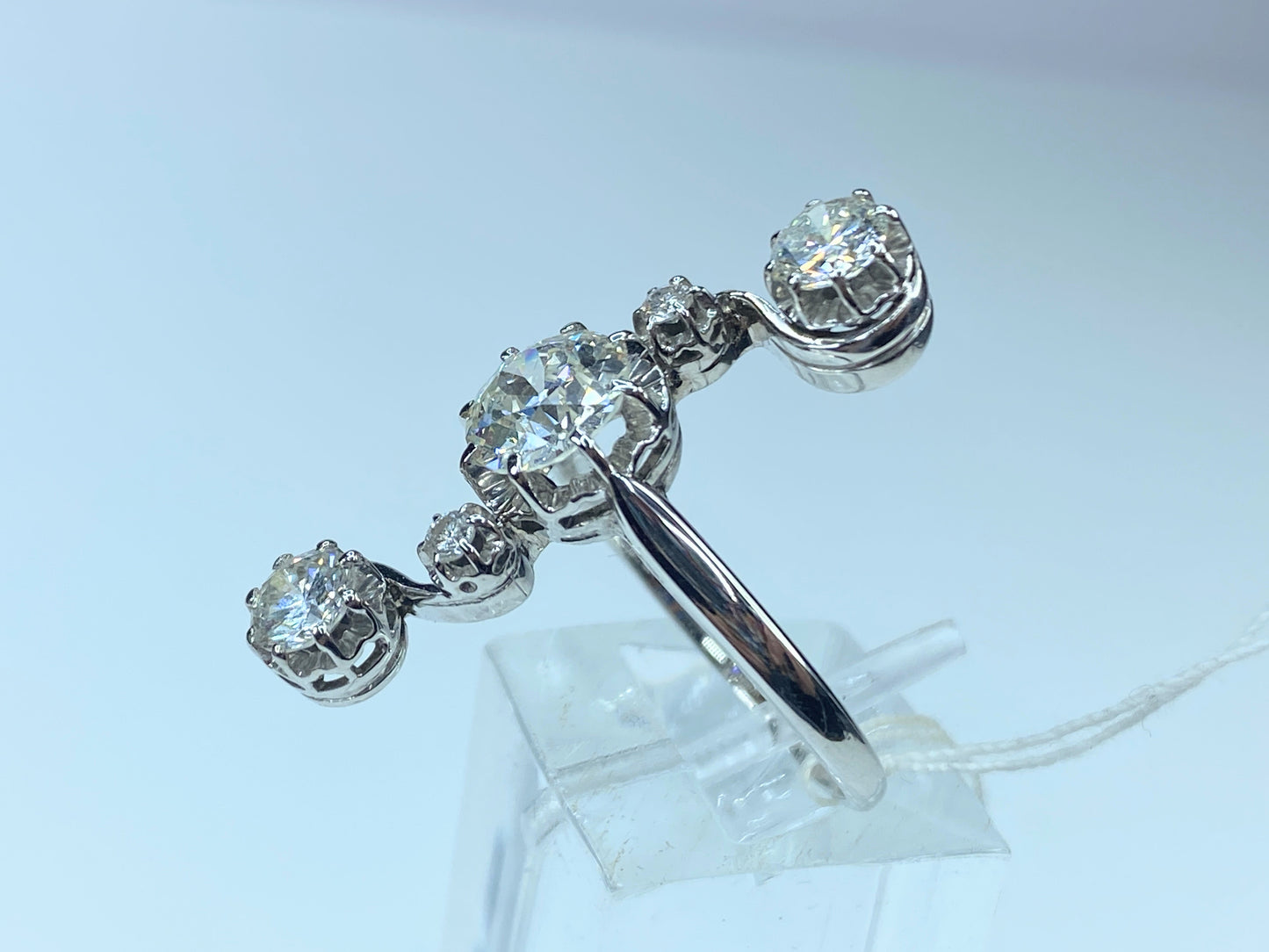 GIA Platinum/18K 1.93ct Old Euro cut Diamond w/ 1.15ct Ctn Artian ring