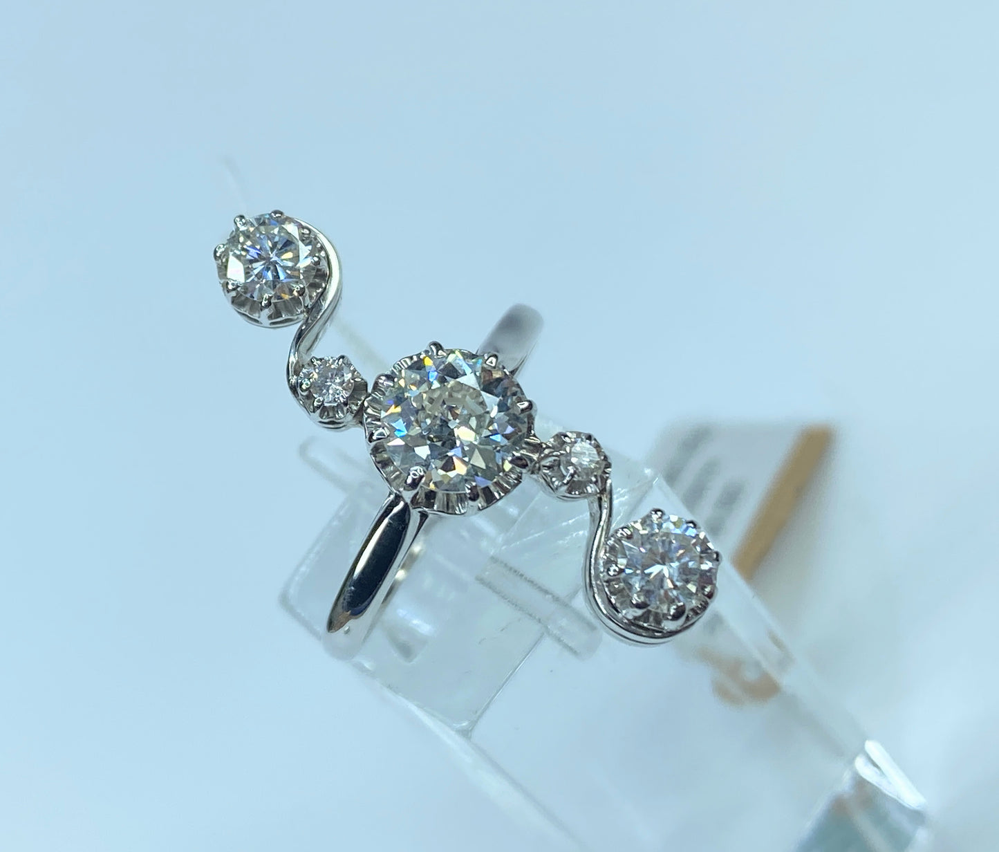 GIA Platinum/18K 1.93ct Old Euro cut Diamond w/ 1.15ct Ctn Artian ring
