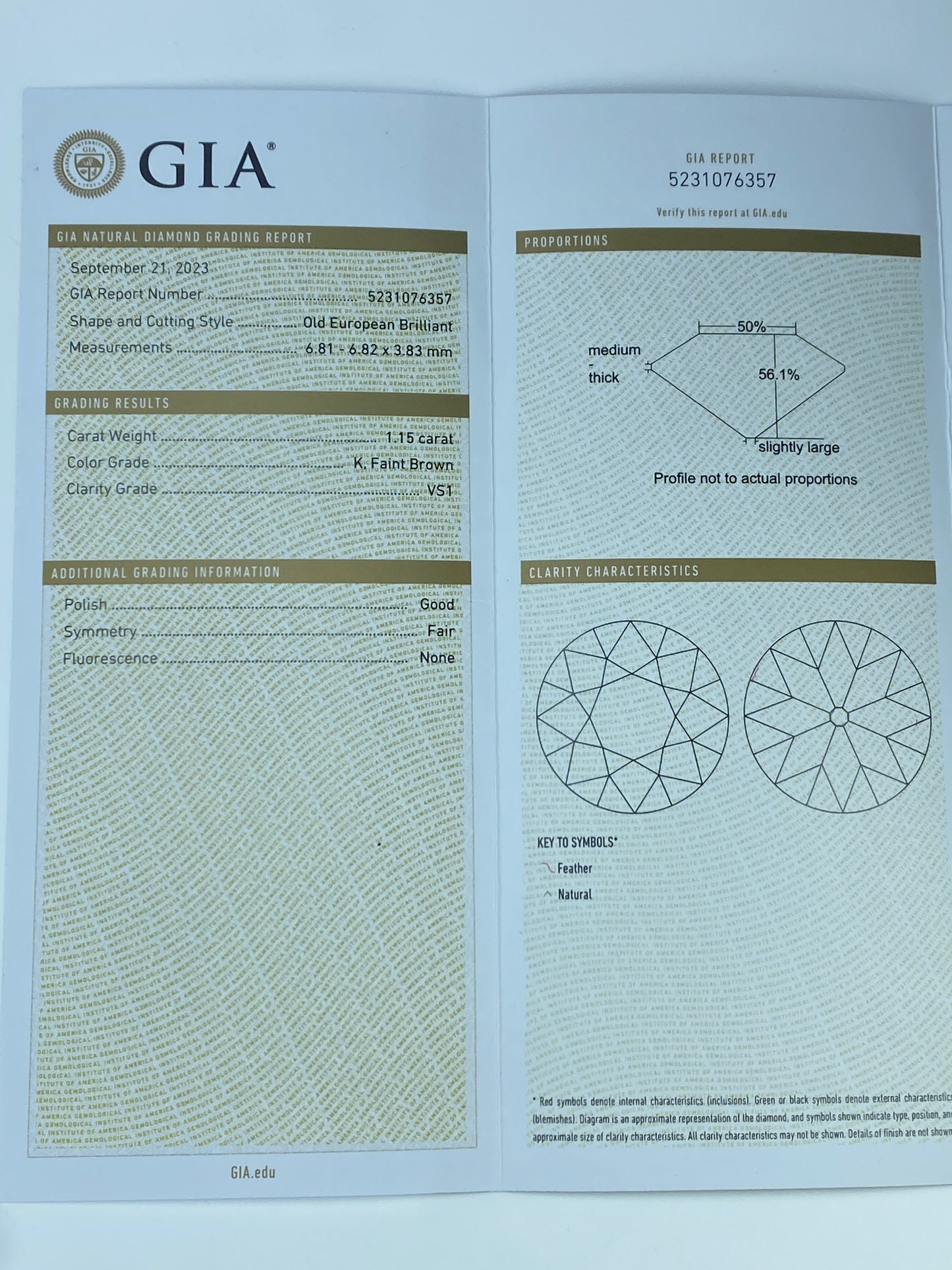 GIA Platinum/18K 1.93ct Old Euro cut Diamond w/ 1.15ct Ctn Artian ring