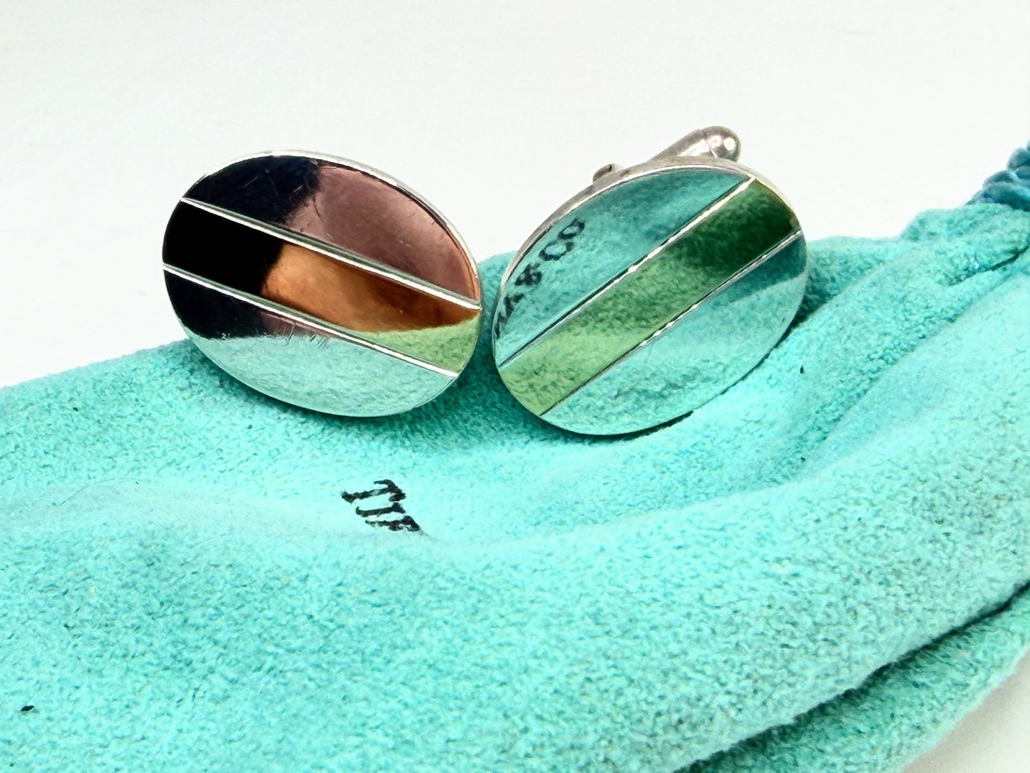 Vintage Tiffany 925 Atlas Globe Double Ball Cufflinks SS229