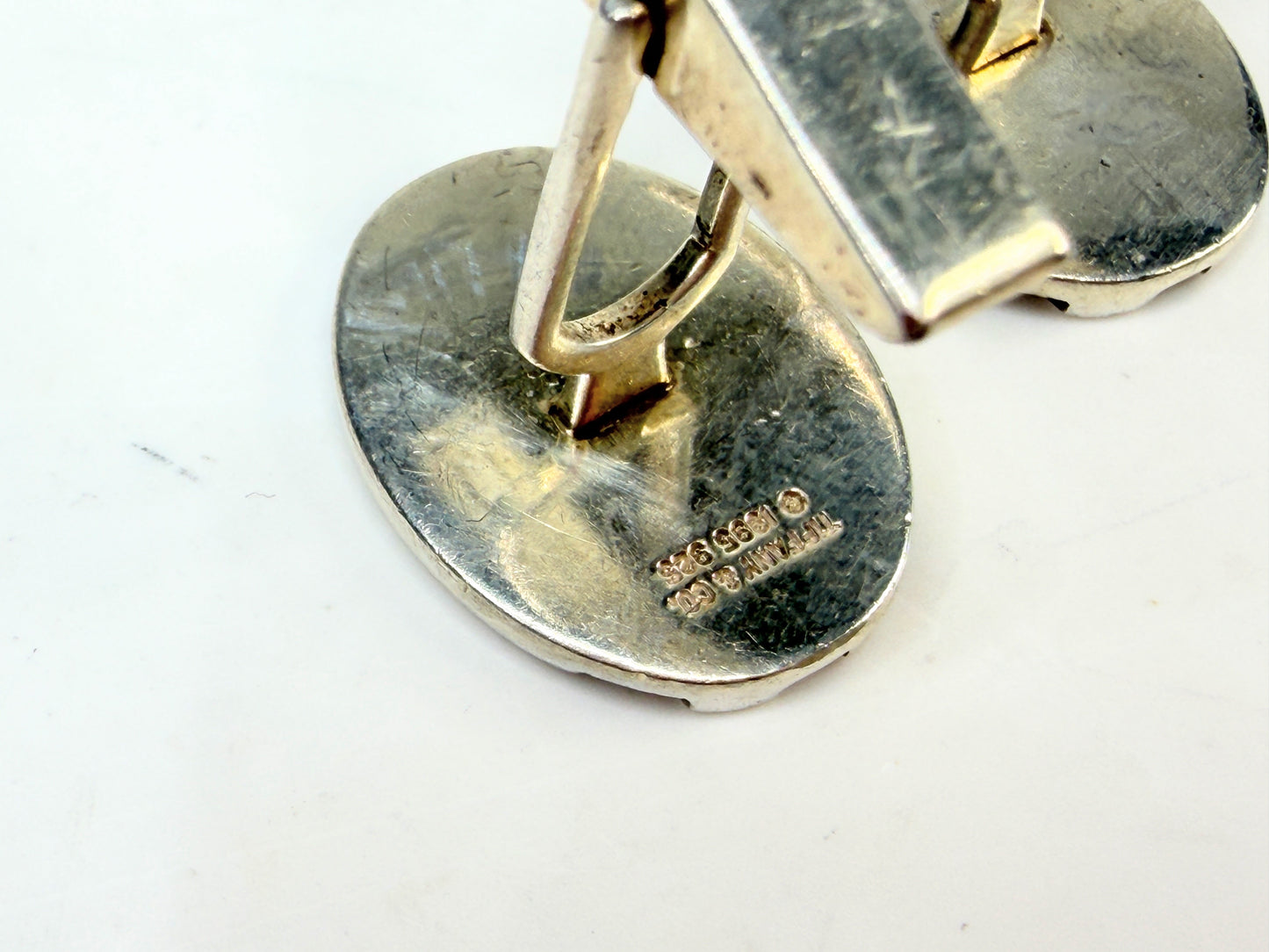 Vintage Tiffany & Co 925 Ribbed Oval Cufflinks SS231