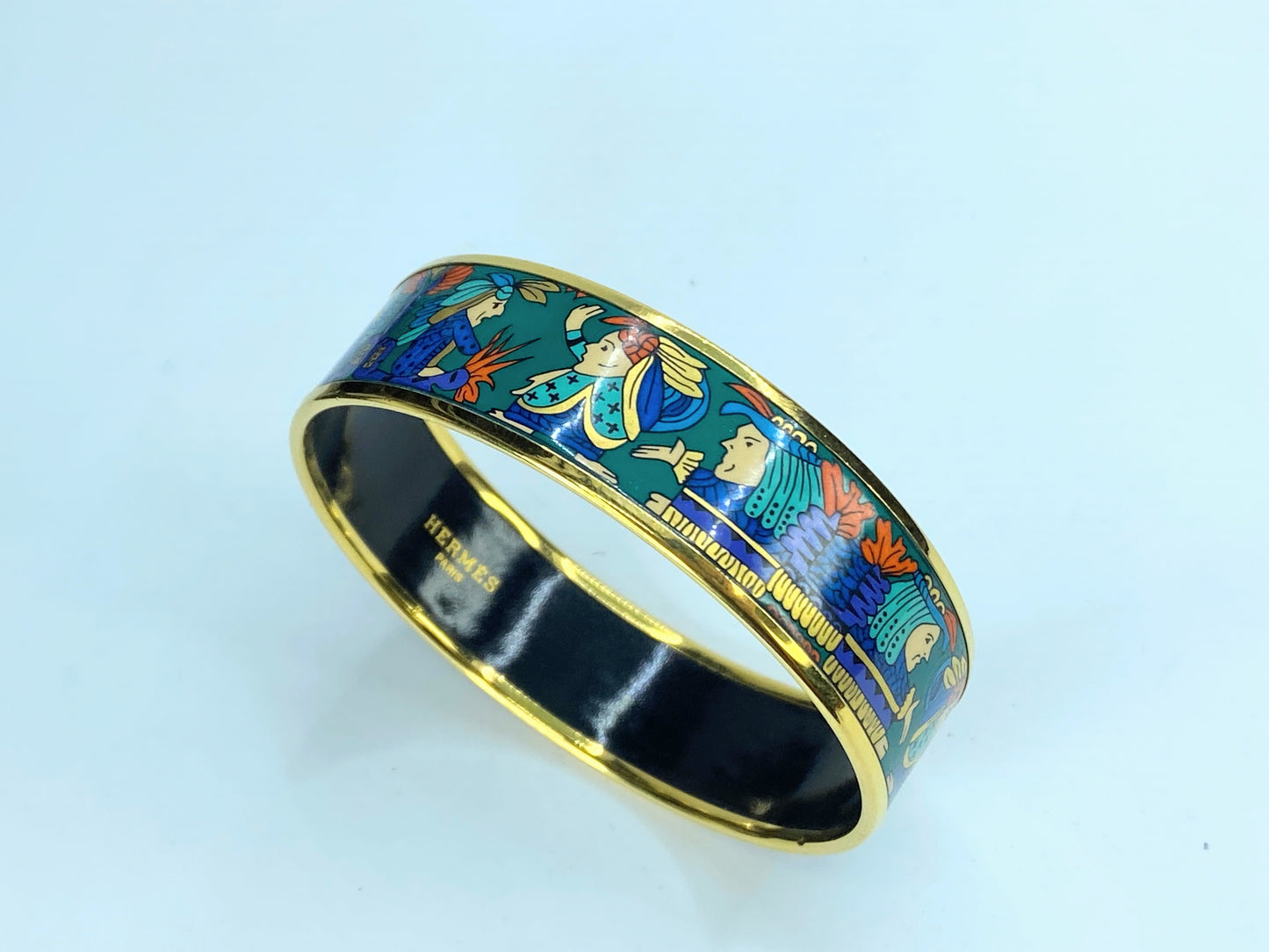 Hermés "Astres et Soleils" Wide Enamel Bangle 20mm 8" GS232