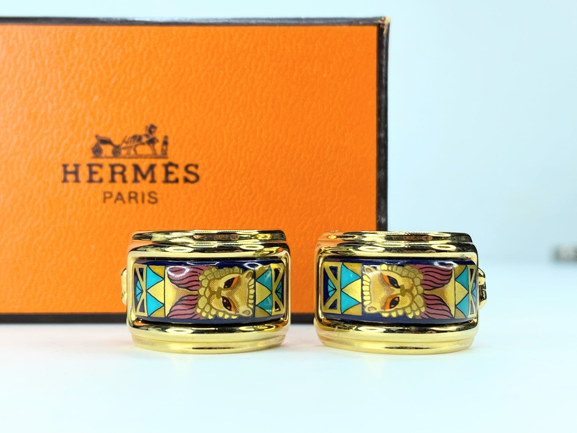 Hermes Emily Lion Earring G Multicolor Mecca Hermes in box GS233