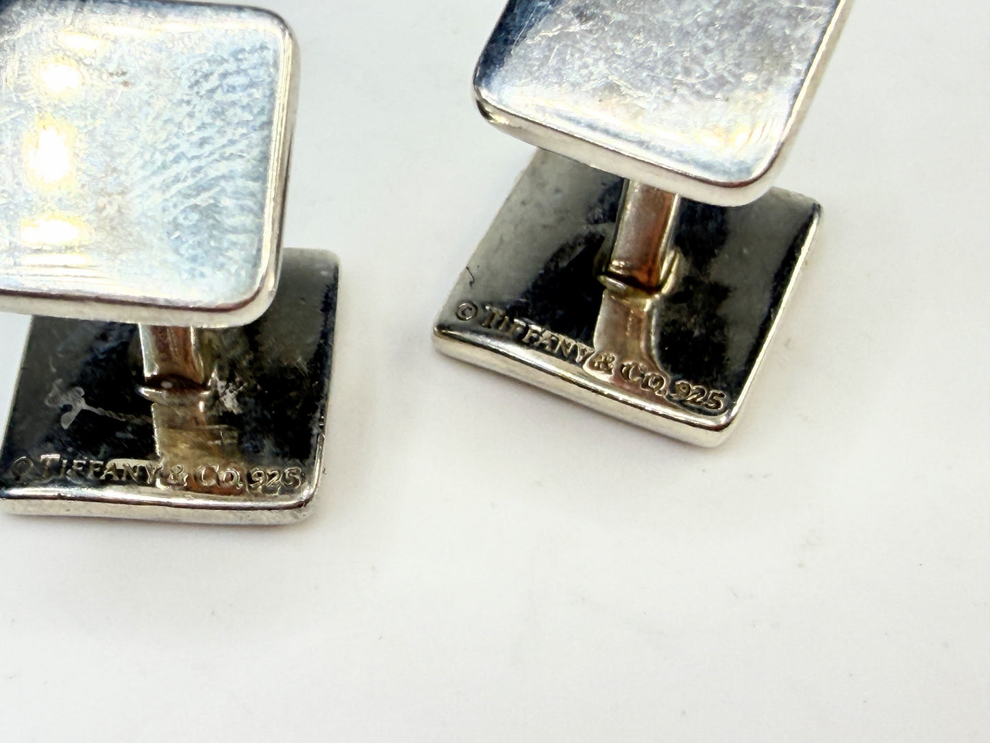 Vintage Tiffany 925 Script Logo Square Cufflinks SS233