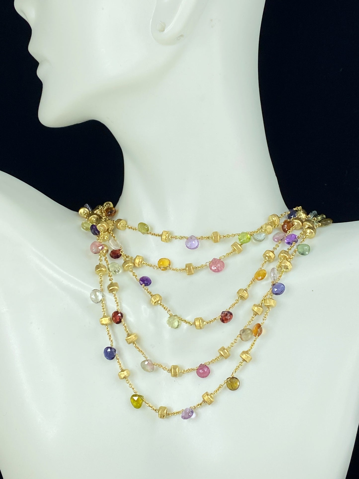 Marco Bicego gold and Five strands gemstone Paradise necklace