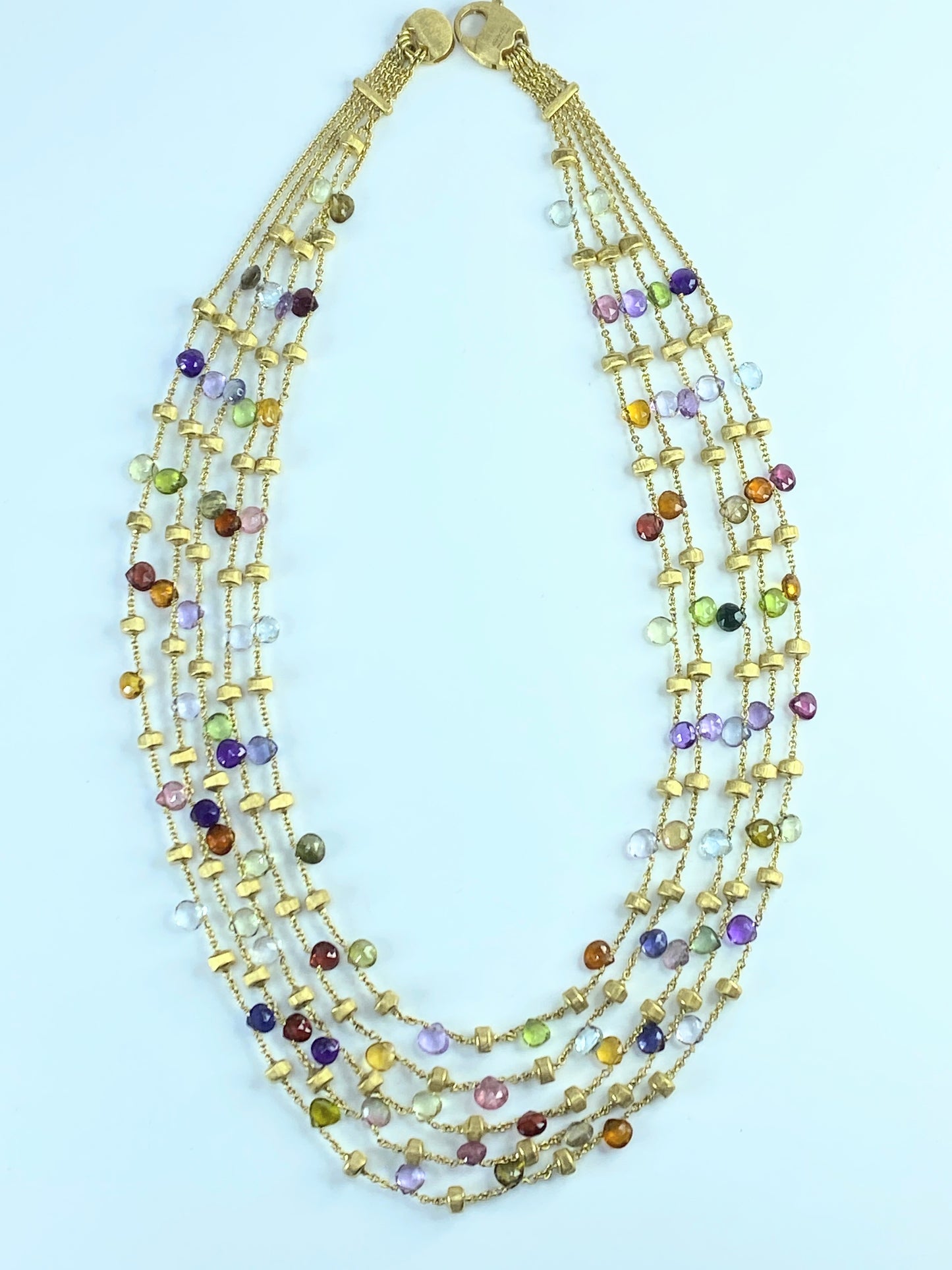 Marco Bicego gold and Five strands gemstone Paradise necklace