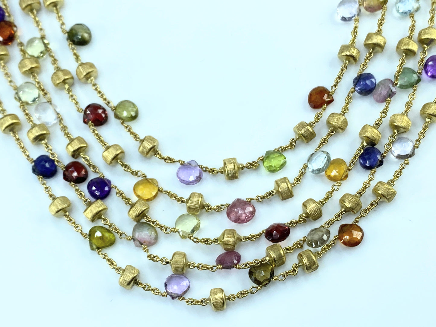 Marco Bicego gold and Five strands gemstone Paradise necklace
