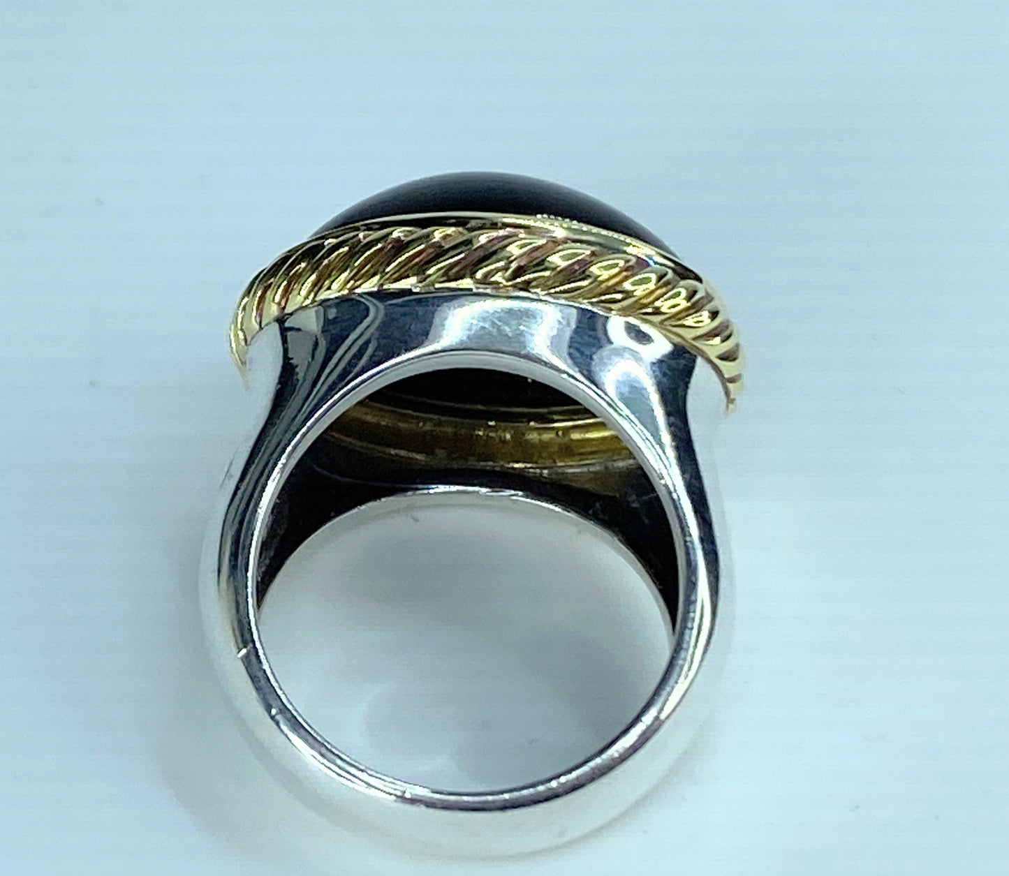 David Yurman Noblesse large oval Onyx Sterling 925 /750 Gold Ring 11.6g s6 JR236