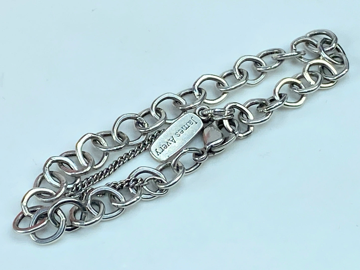 James Avery Forged 6.5mm Sterling Silver Link Charm Bracelet 8.1g 7.5" JR864