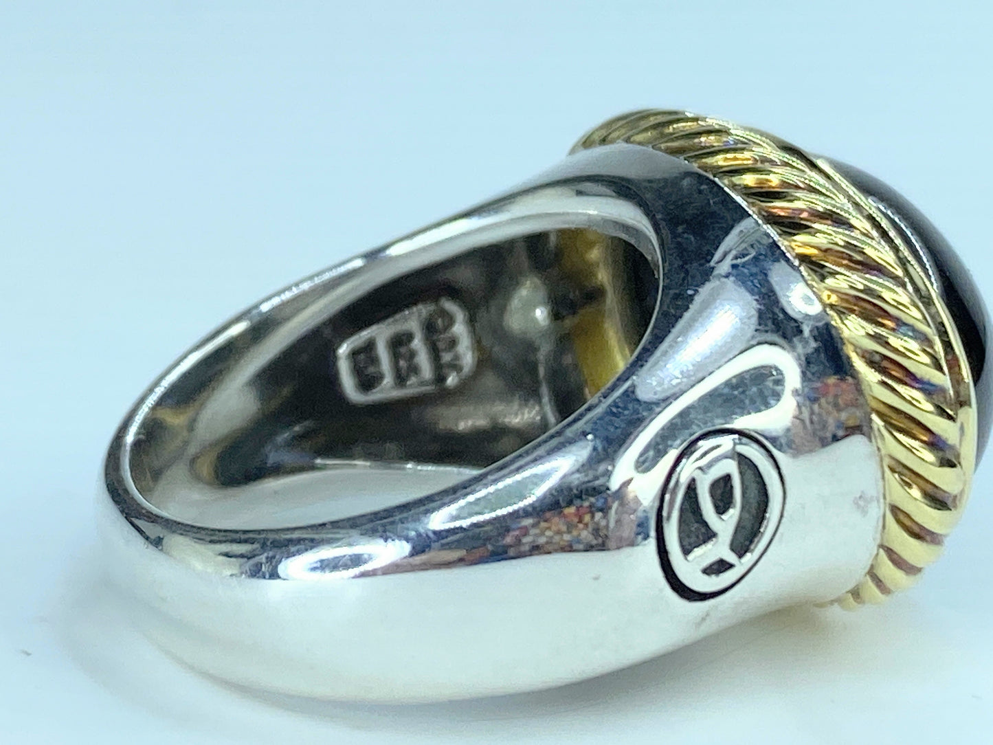 David Yurman Noblesse large oval Onyx Sterling 925 /750 Gold Ring 11.6g s6 JR236