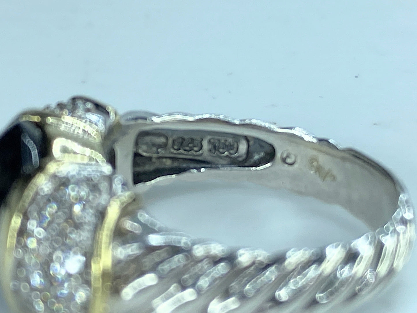 David Yurman Noblesse large oval Onyx Sterling 925 /750 Gold Ring 11.6g s6 JR236