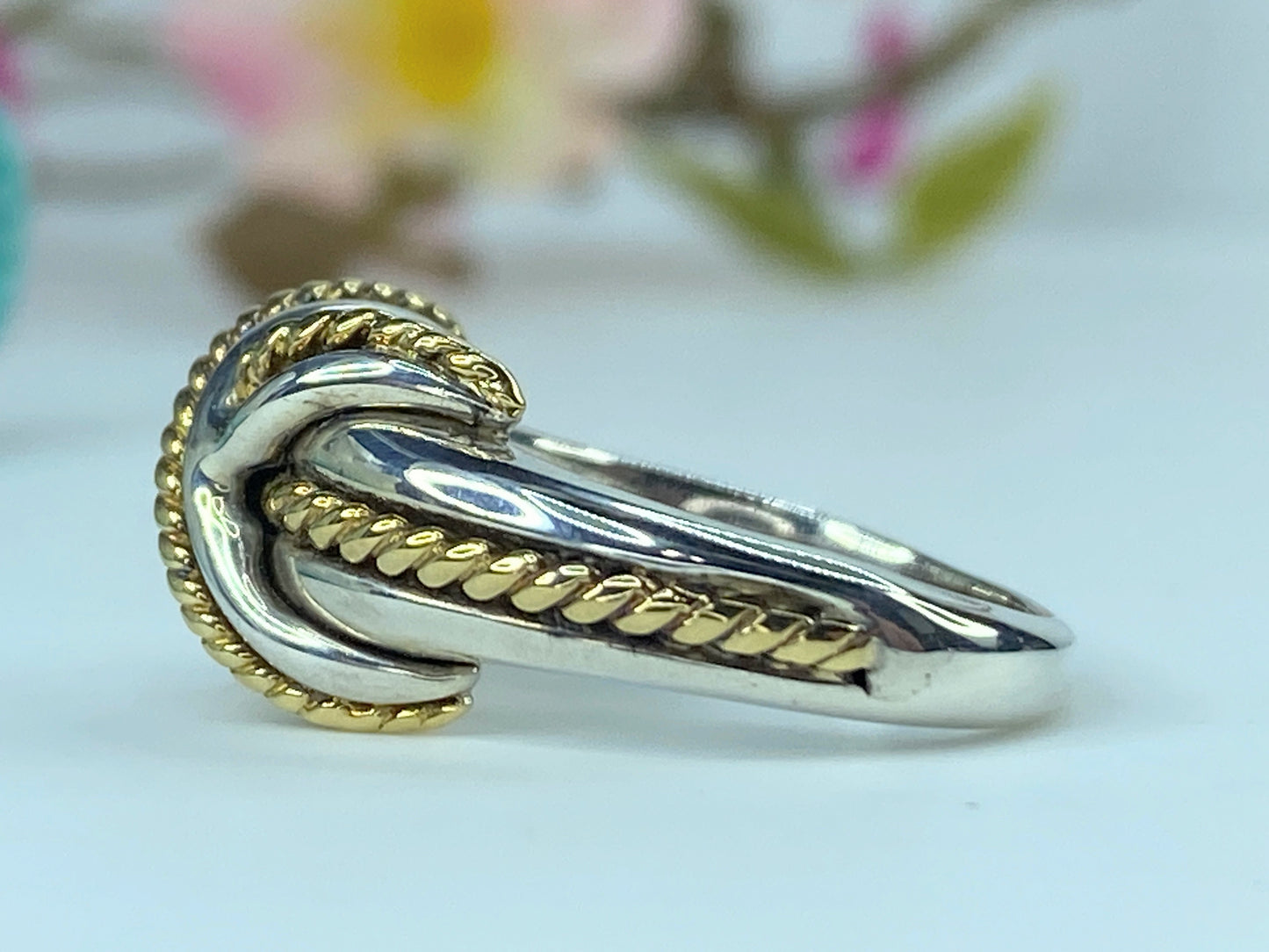 Tiffany & Co. Sterling Silver 18K Signature X Ring s7.5 JR9724