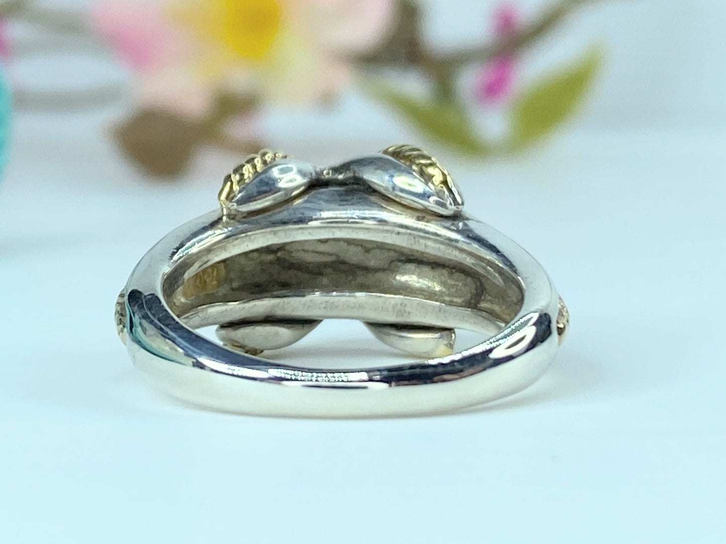 Tiffany & Co. Sterling Silver 18K Signature X Ring s7.5 JR9724