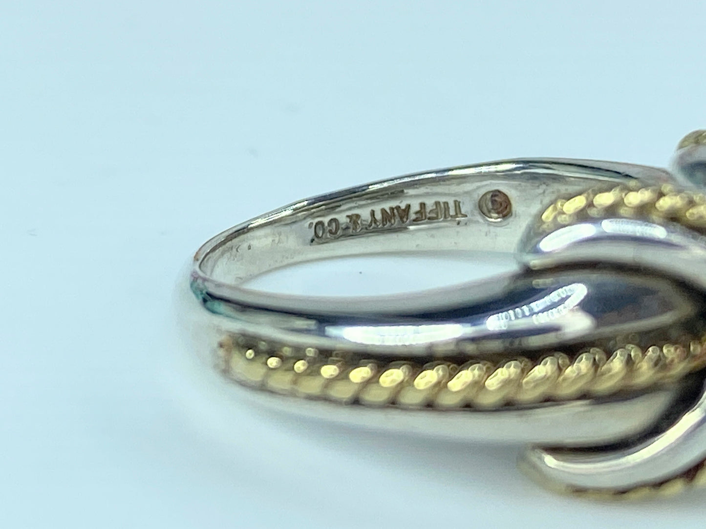 Tiffany & Co. Sterling Silver 18K Signature X Ring s7.5 JR9724