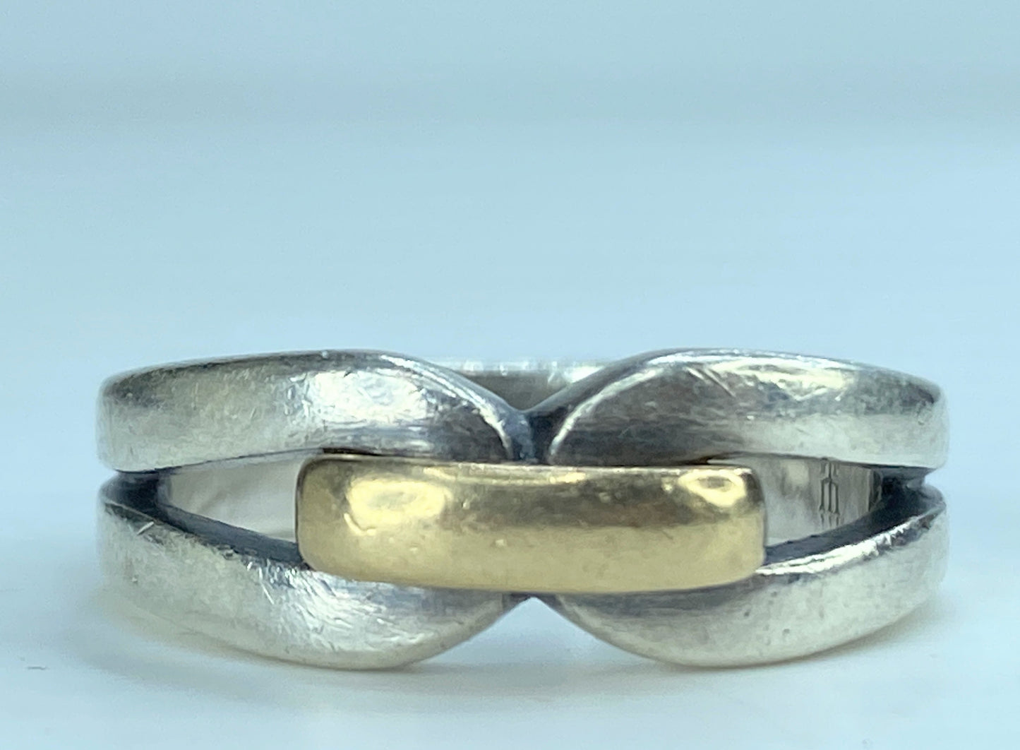 James Avery Sterling Silver & 14k Yellow Gold Ring 8.5g s8.75 with box JR239