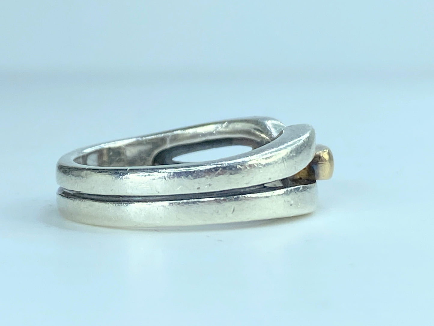 James Avery Sterling Silver & 14k Yellow Gold Ring 8.5g s8.75 with box JR239