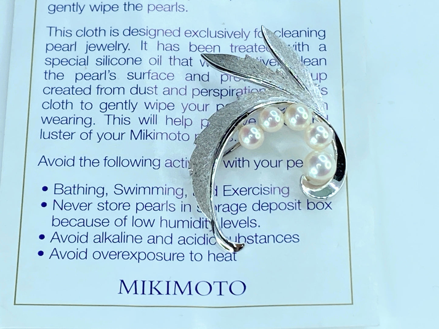 Mikimoto Akoya Pearl Brooch Pin Sterling Silver 6.10 mm 5.6g 1 5/8" JR254