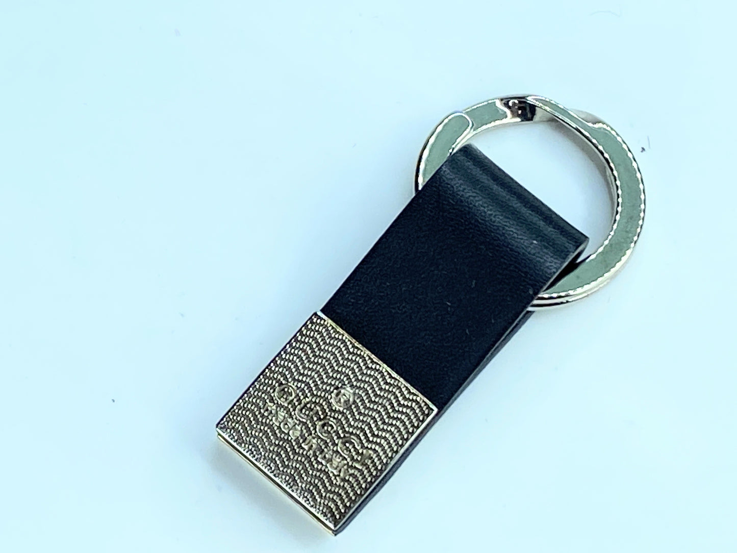 Gucci black Leather silvertone Keyring with original seal and box GS296