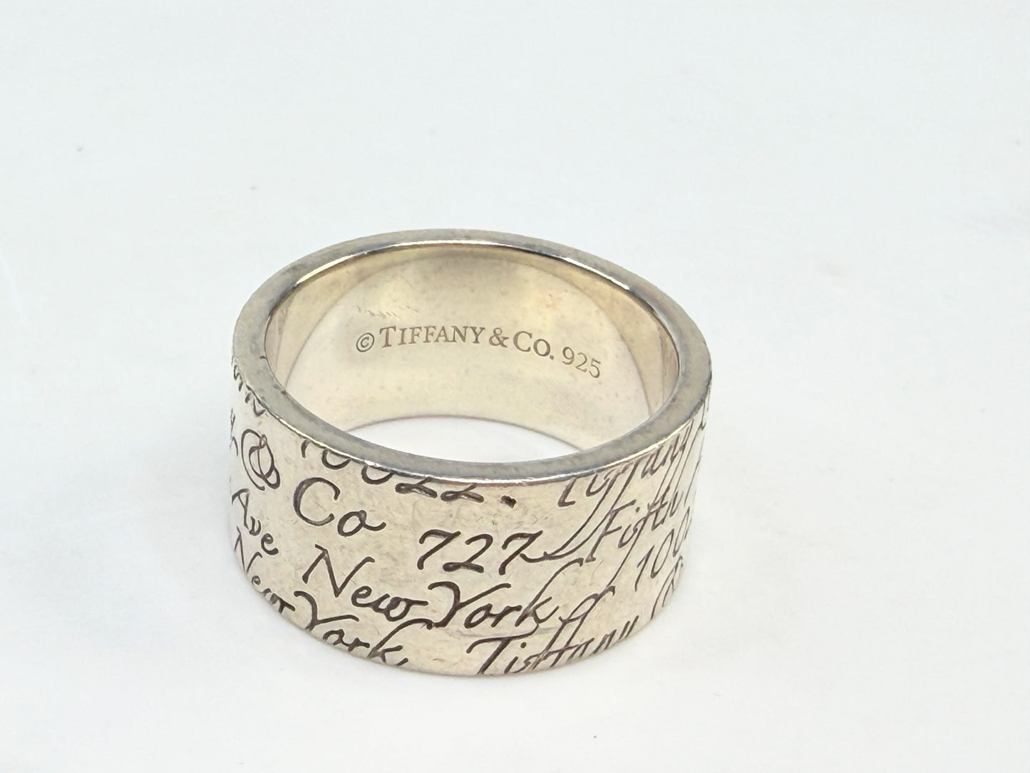 Tiffany & Co. Notes Ring .925 Signed Wide Band 727 5th Avenue Size 7 JR1416