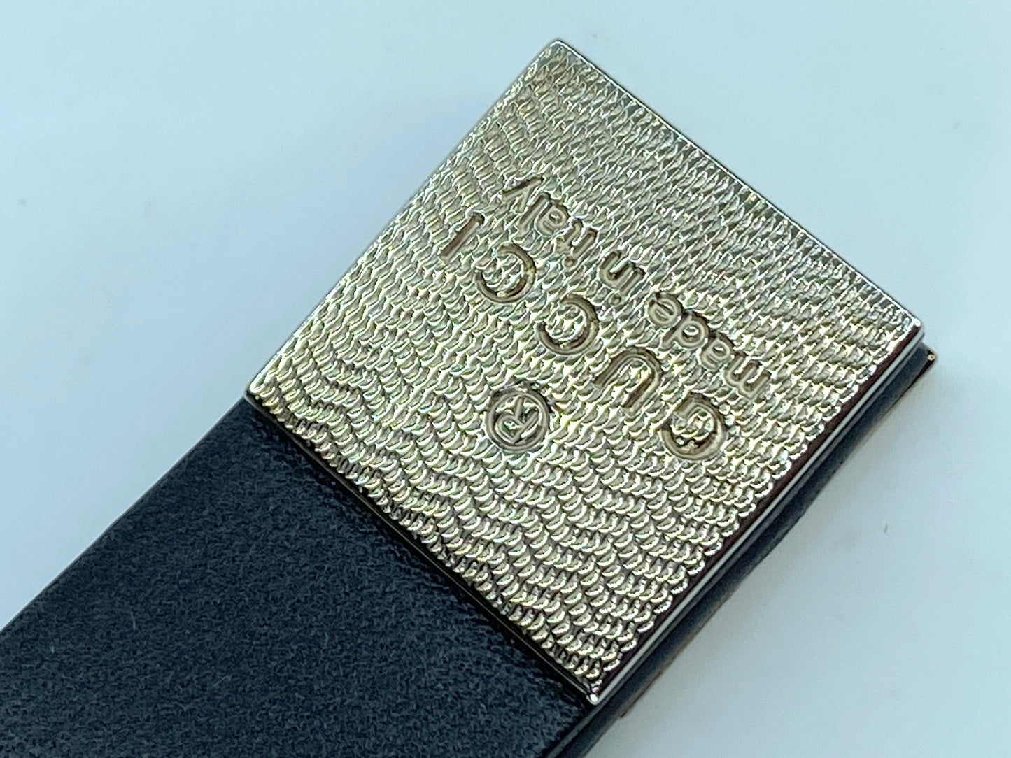 Gucci black Leather silvertone Keyring with original seal and box GS296