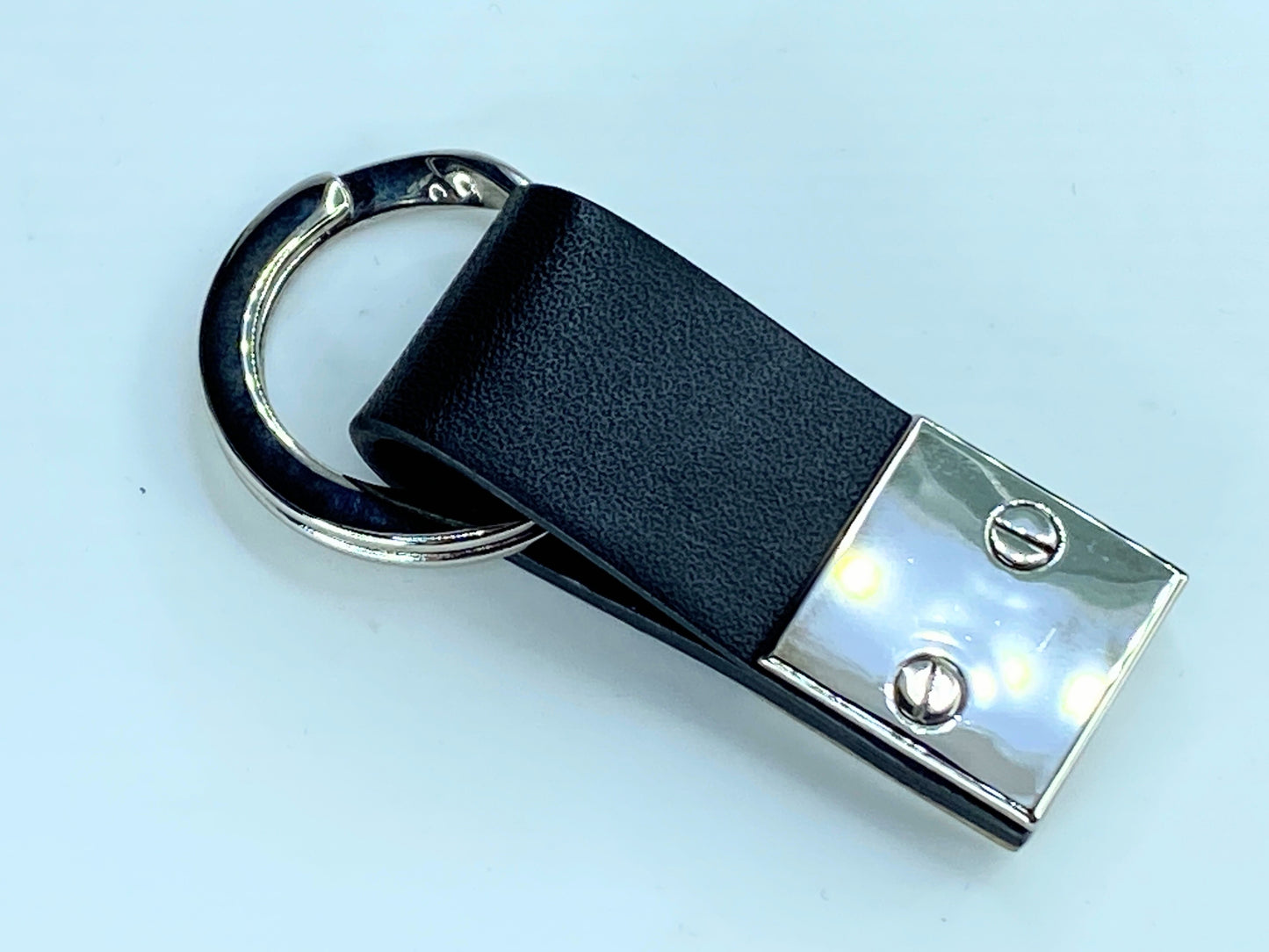 Gucci black Leather silvertone Keyring with original seal and box GS296
