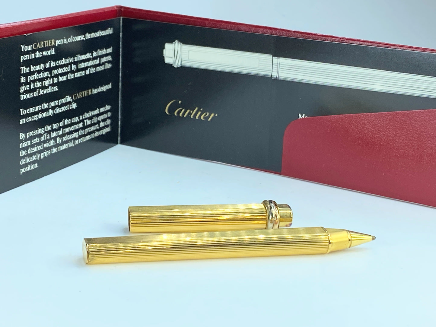 Cartier Vendome Gold-Plated Trinity Ballpoint Pen in Original Box/pamphlet OF01
