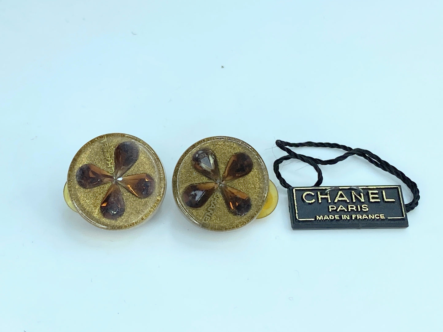 CHANEL Cruise Line Amber Four-leaf Motif Earrings Chanel w/tag GS299