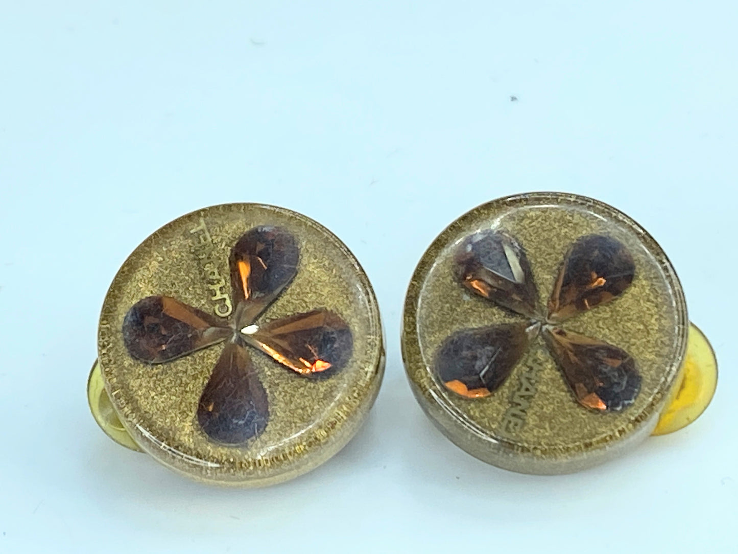 CHANEL Cruise Line Amber Four-leaf Motif Earrings Chanel w/tag GS299