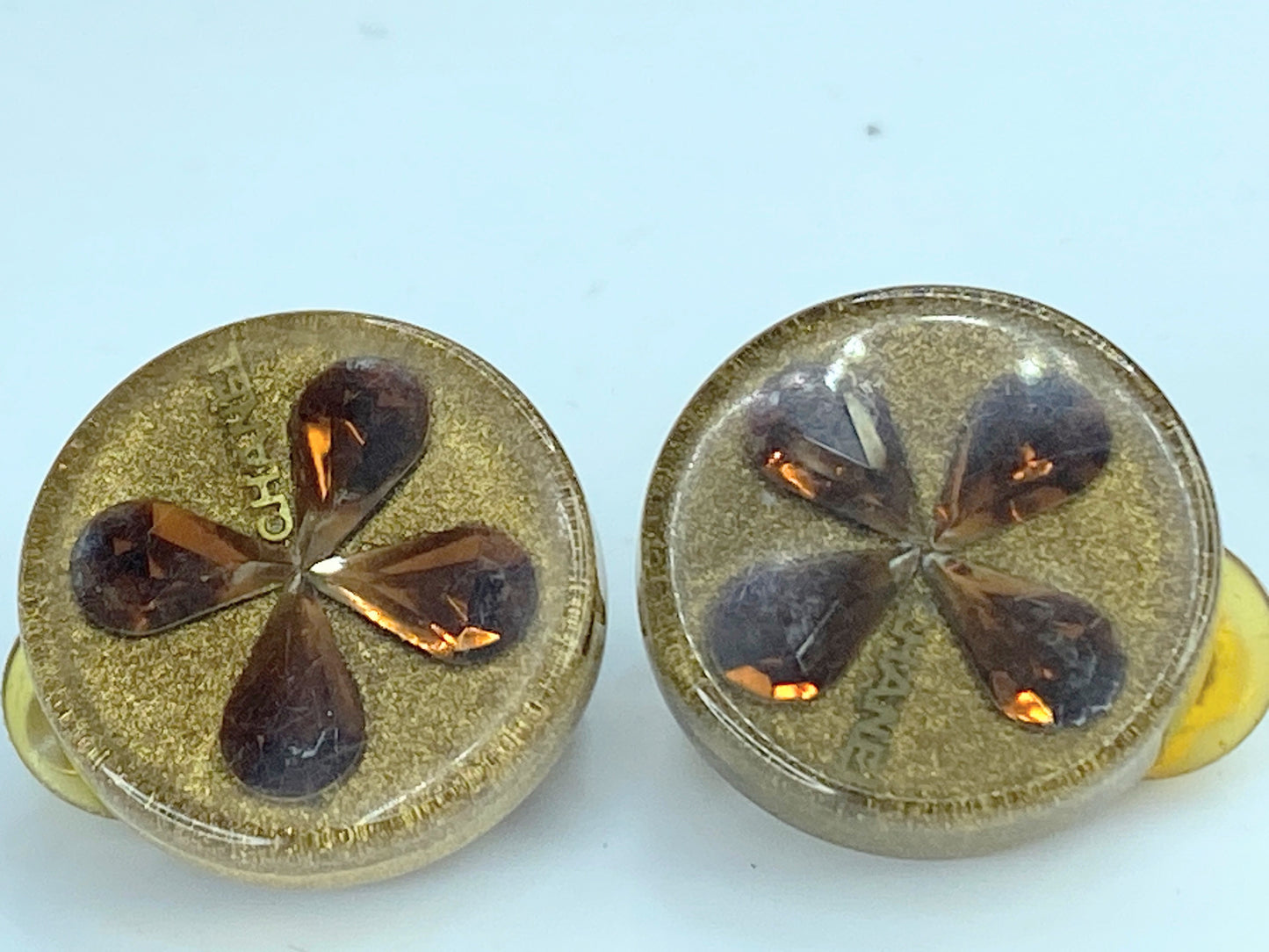CHANEL Cruise Line Amber Four-leaf Motif Earrings Chanel w/tag GS299