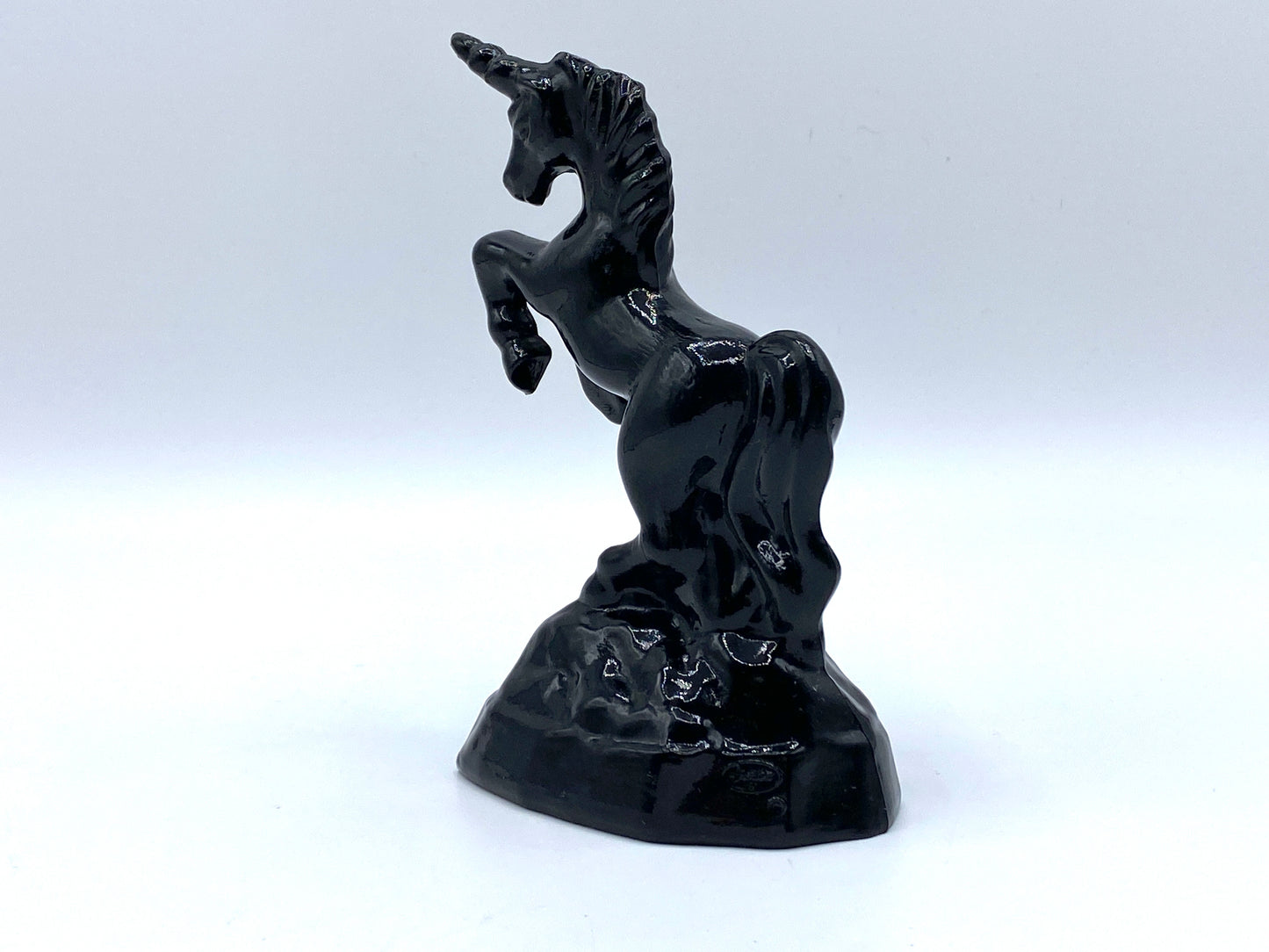 Rare Vintage Fenton Ebony Black UNICORN Milk Glass figurine