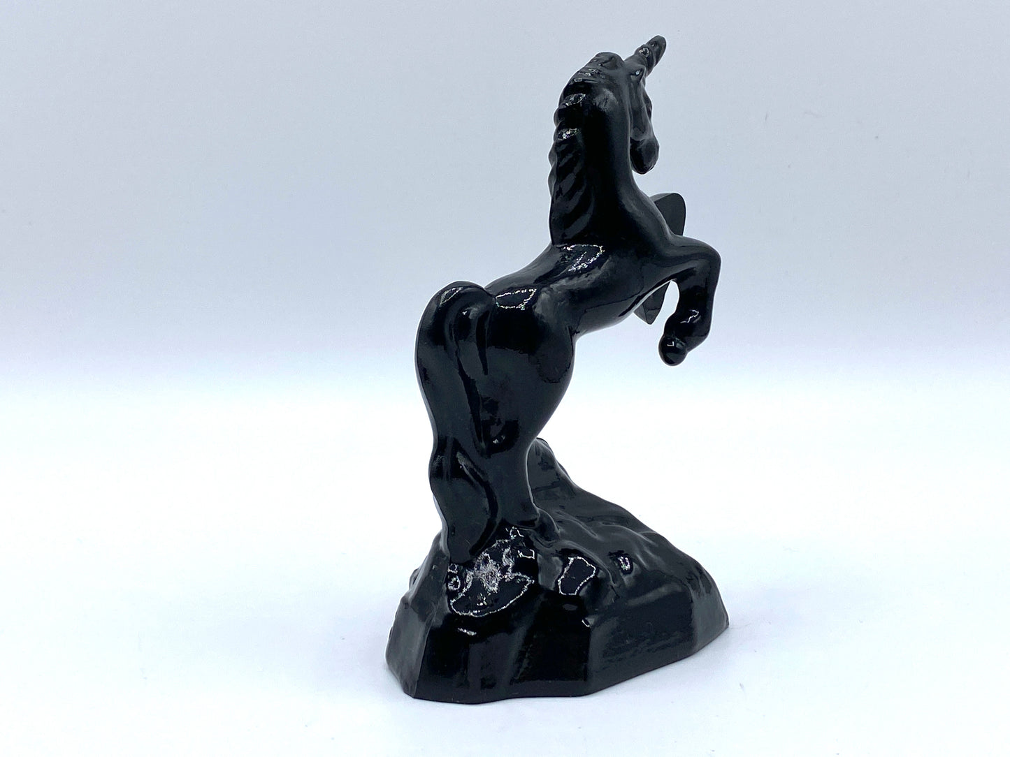 Rare Vintage Fenton Ebony Black UNICORN Milk Glass figurine