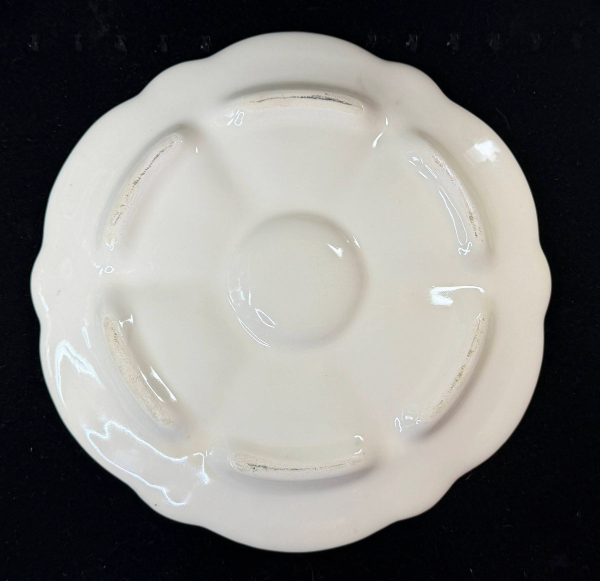 Vintage French Hand Painted Nautical Oyster Plate Lighthouse Sailboats 9.5"A1250