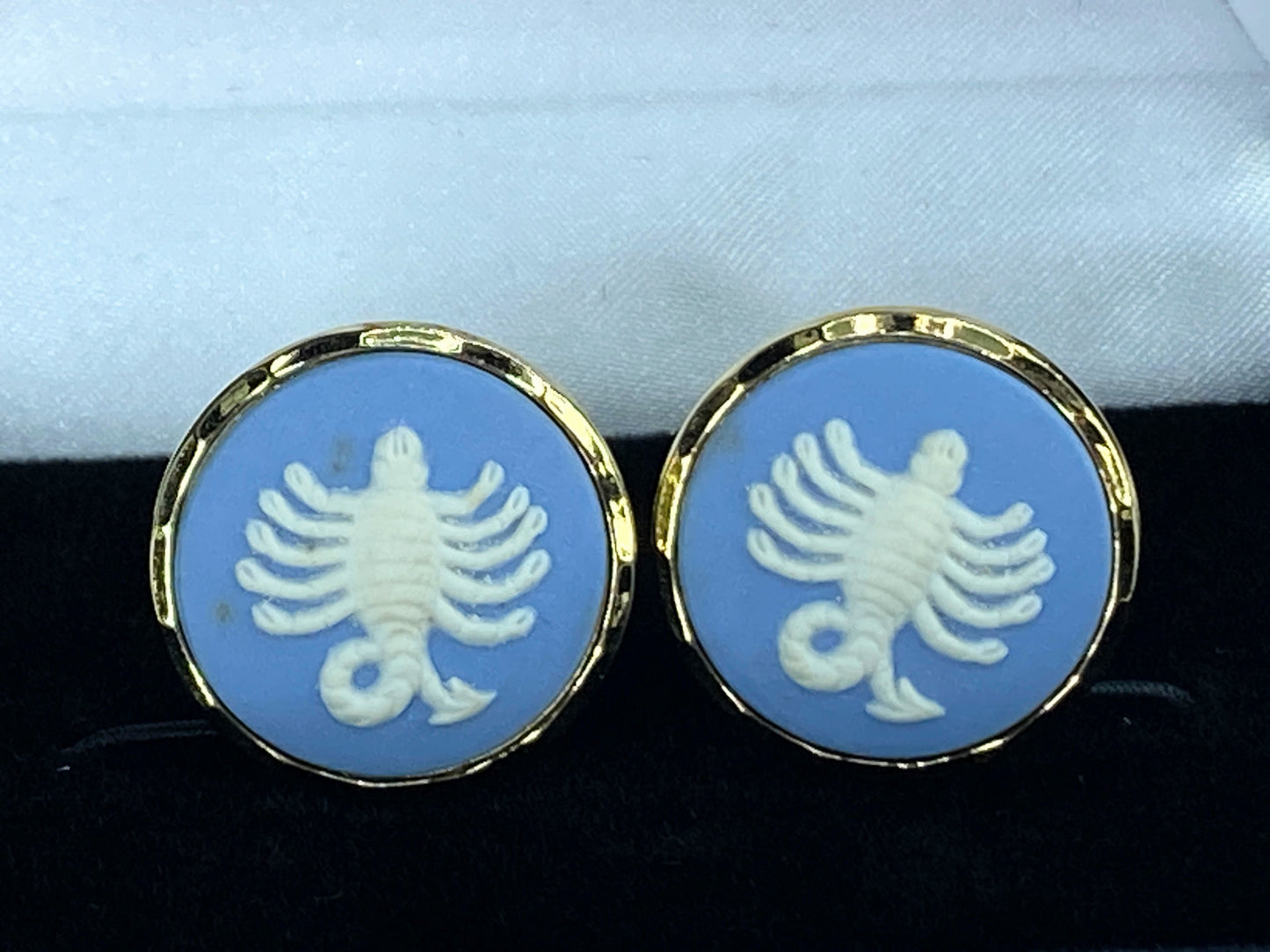 Wedgwood Blue Jasperware Zodiac Scorpio Cufflinks 21.85mm GS307