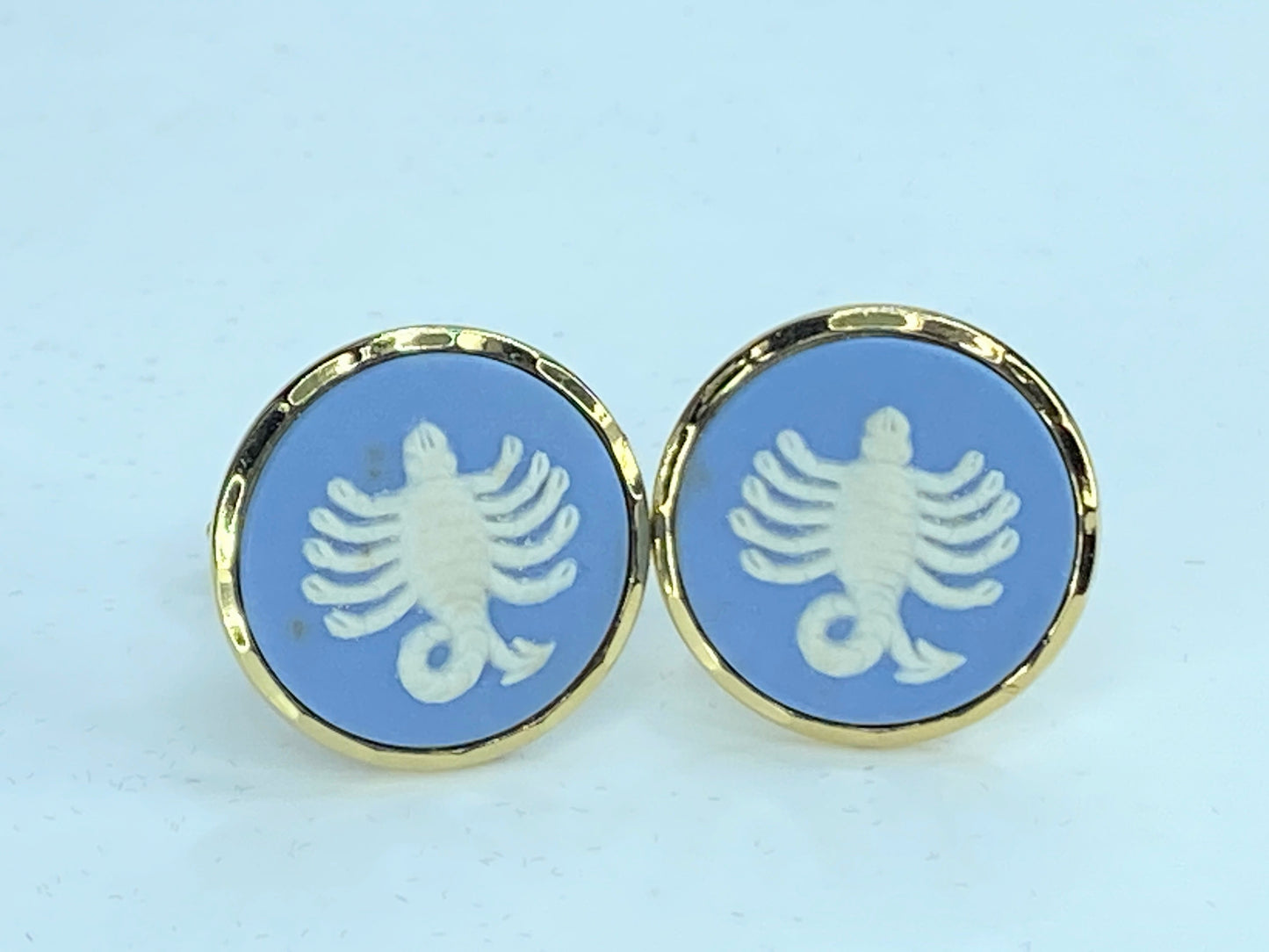 Wedgwood Blue Jasperware Zodiac Scorpio Cufflinks 21.85mm GS307