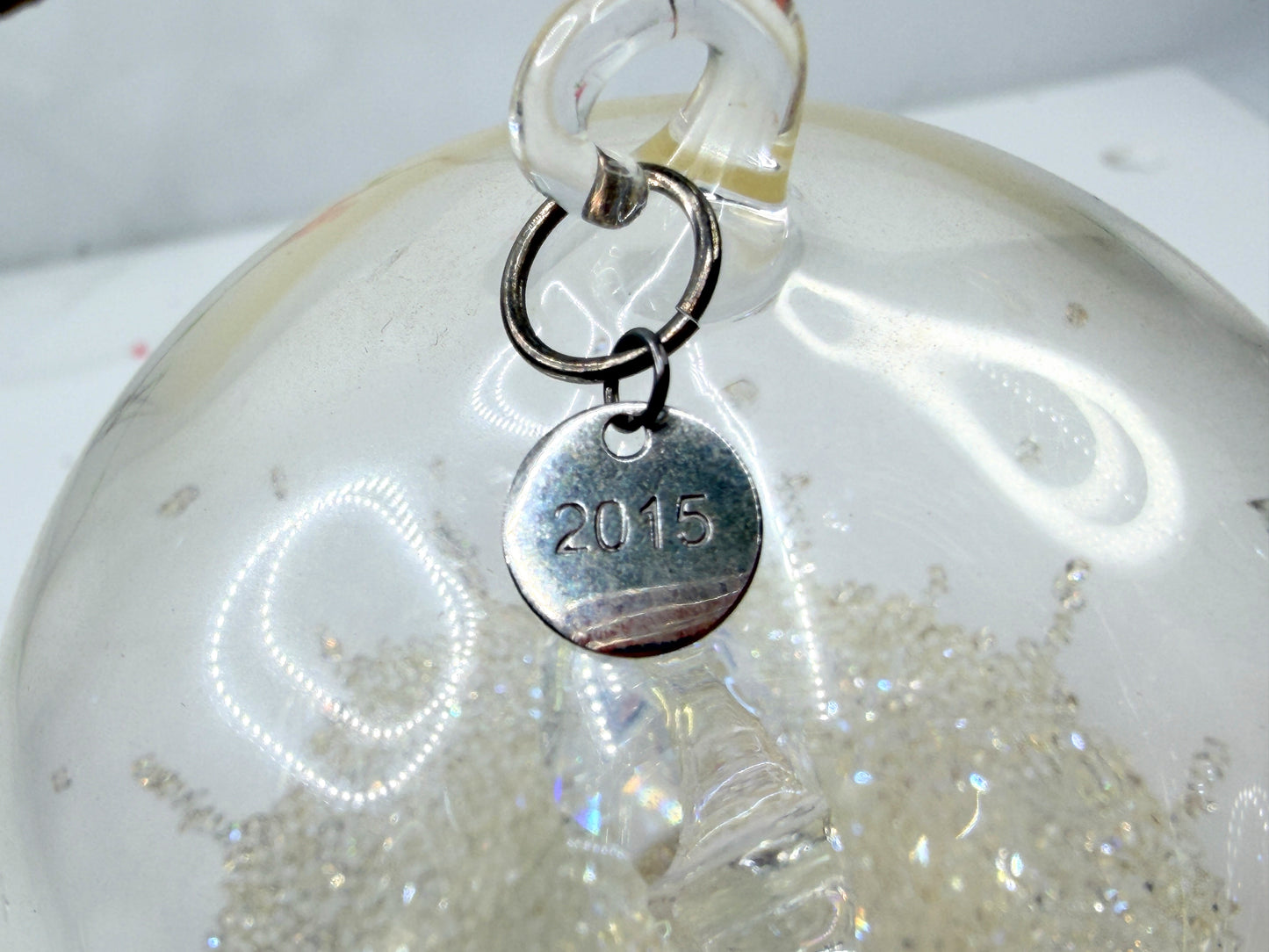 Swarovski 2015 Angel Globe Silver Crystal w Base COA NX89