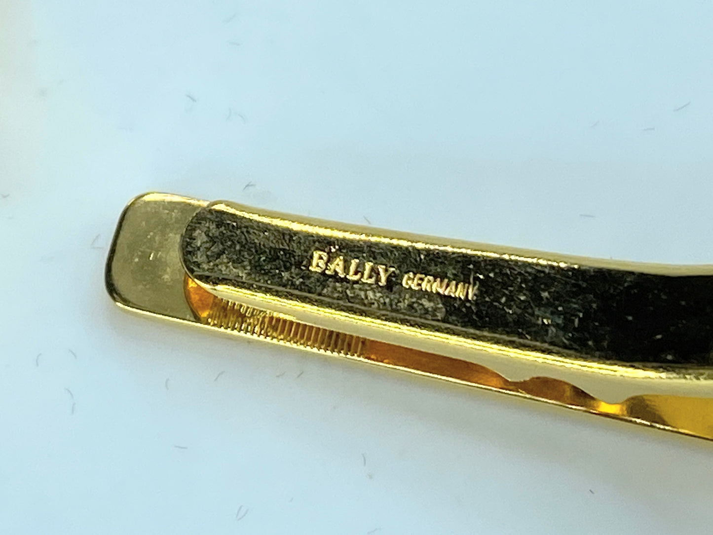 Bally German Rectangular B logo gold tone cufflinks tie clip authentic 16g GS310