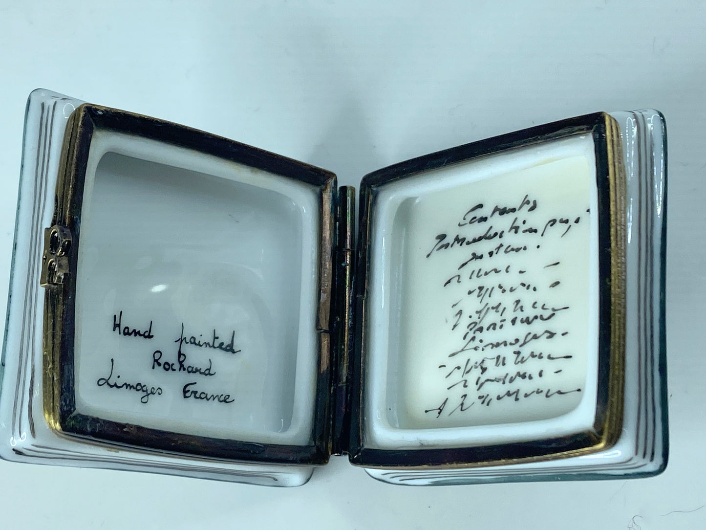 Rochard From Snuff to Sentiments Book Limoges Box 1 3/4" x 1 3/4" x 3/4" A357