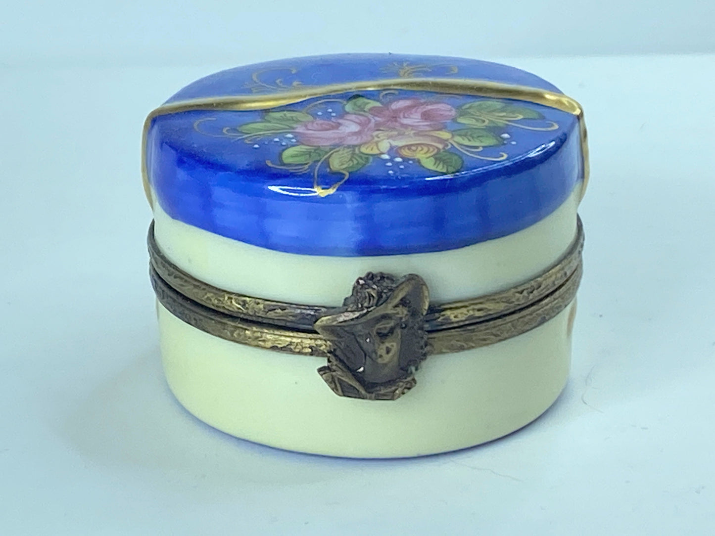 GR Limoges Limited Edition Cobalt blue pink Rose Gold gilt Blue Hat 1 3/8" A360