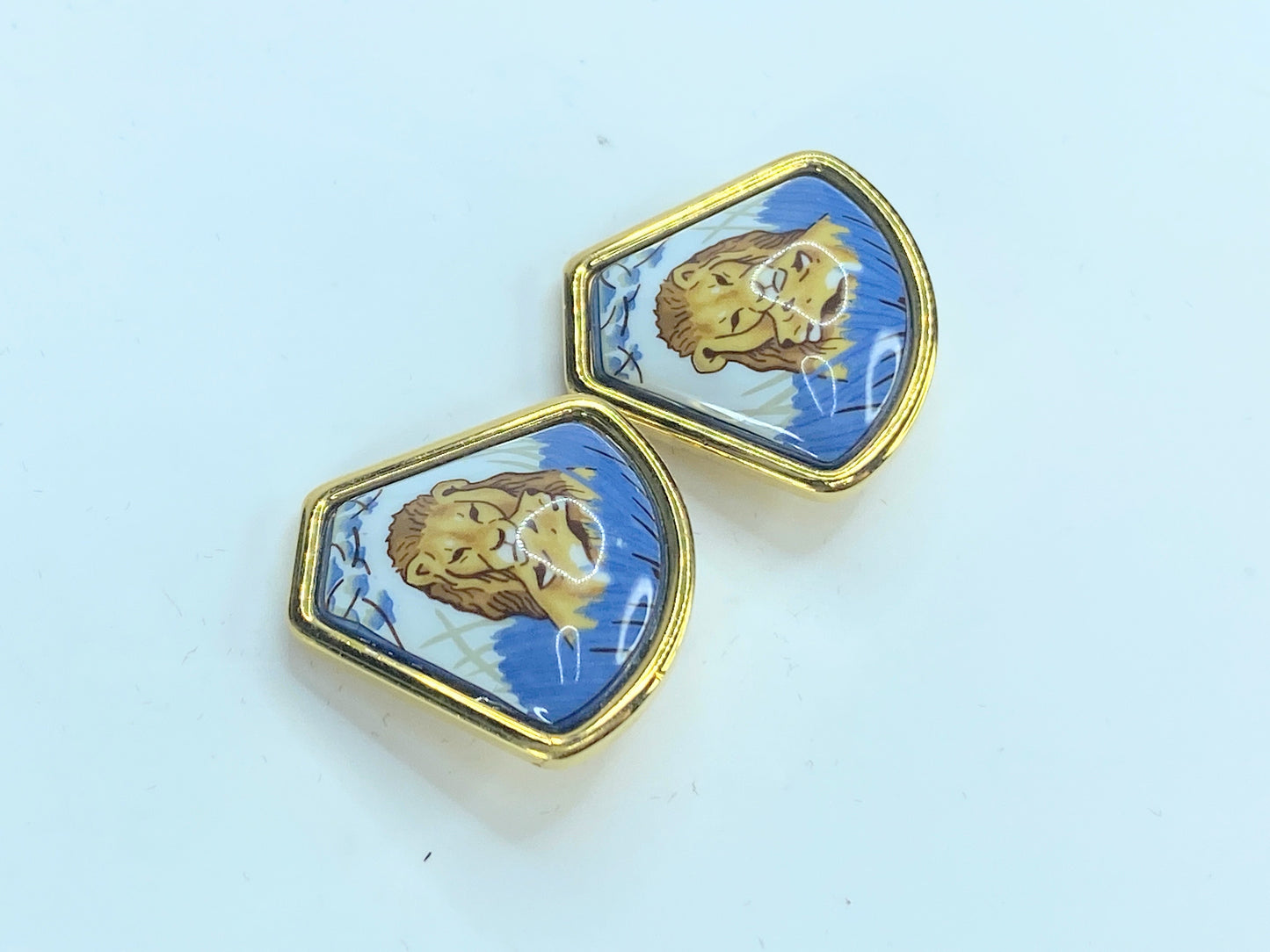 Hermès Boucles d'oreilles Emile Lion Email ceramic earrings GS316