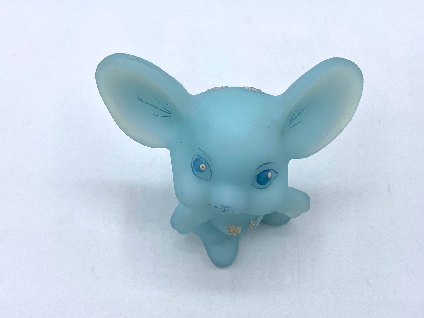 c1984's Signed Fenton Frosted Asters belly grits mouse blue satin glass FT1030