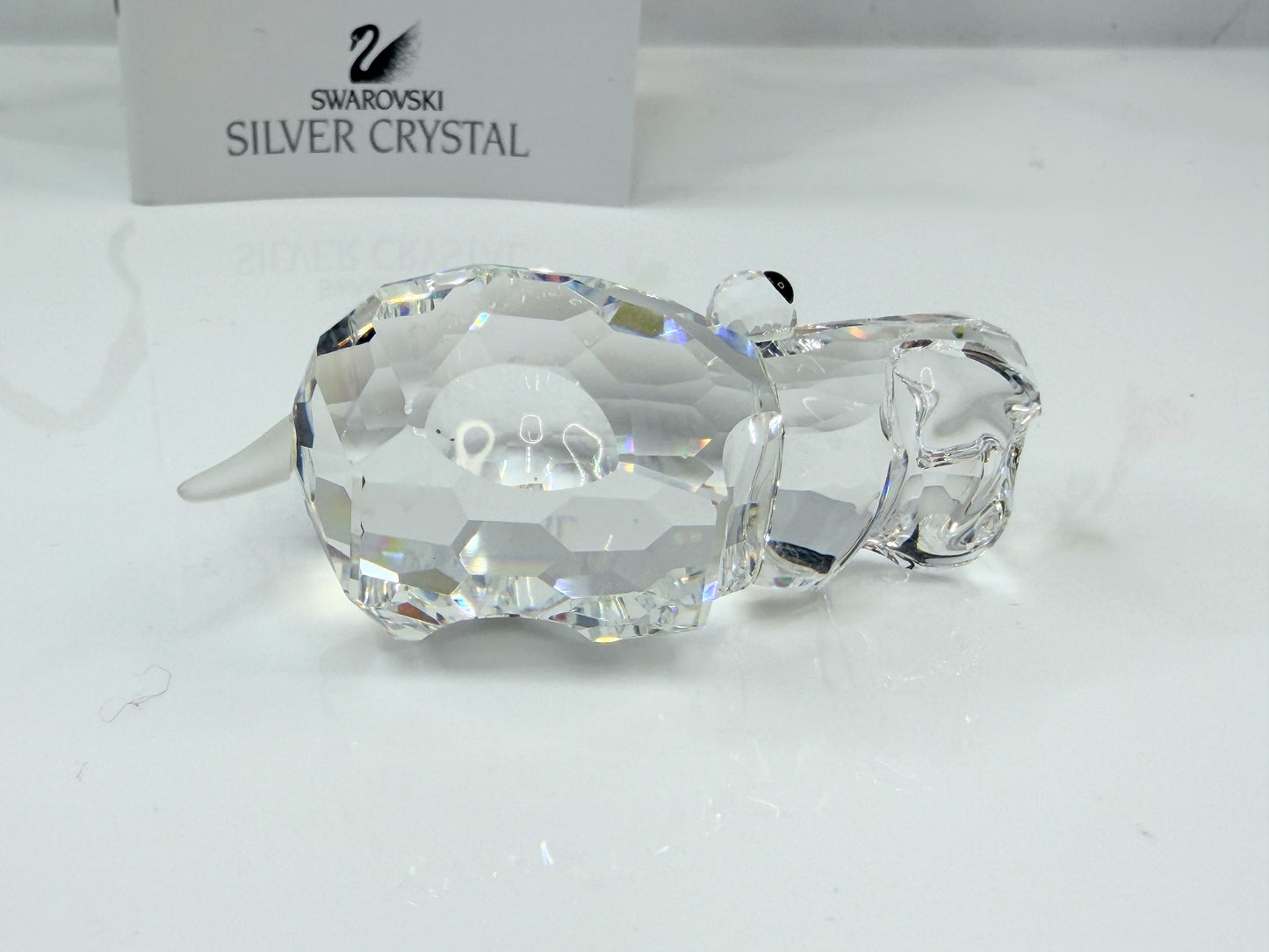 Swarovski Crystal Hippopotamus Figurine Display mirror, COA 2.25" S276