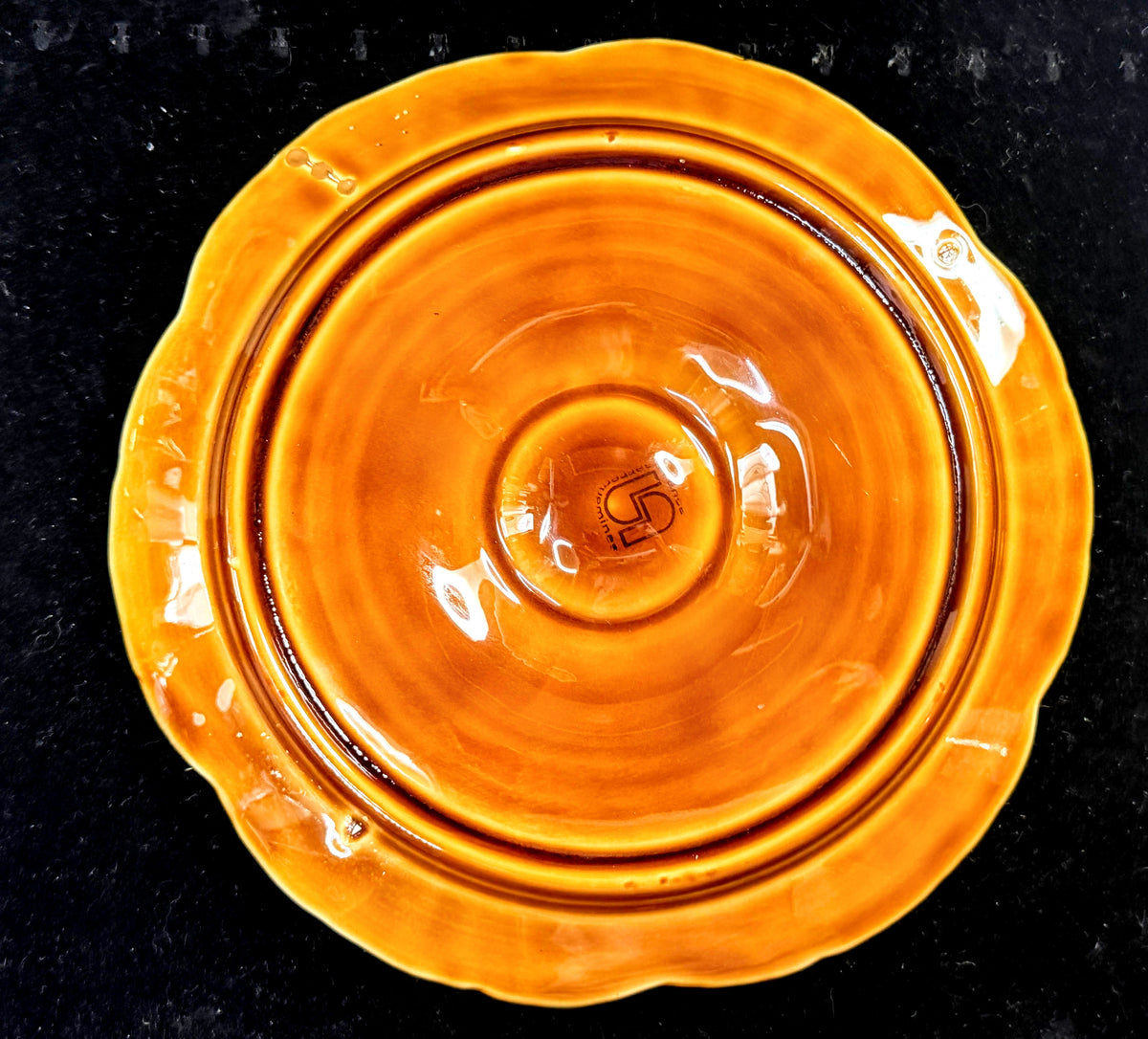 Vintage Sarreguemines Majolica 6-Well Oyster Plate France 9.25" A1269