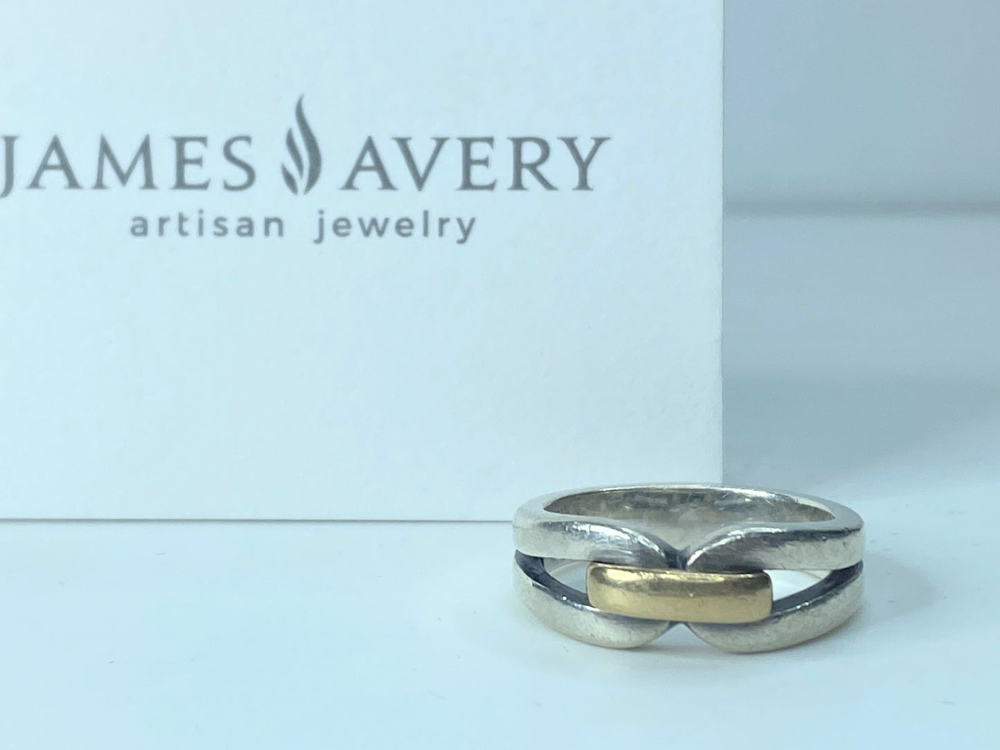 James Avery Sterling Silver & 14k Yellow Gold Ring 8.5g s8.75 with box JR239