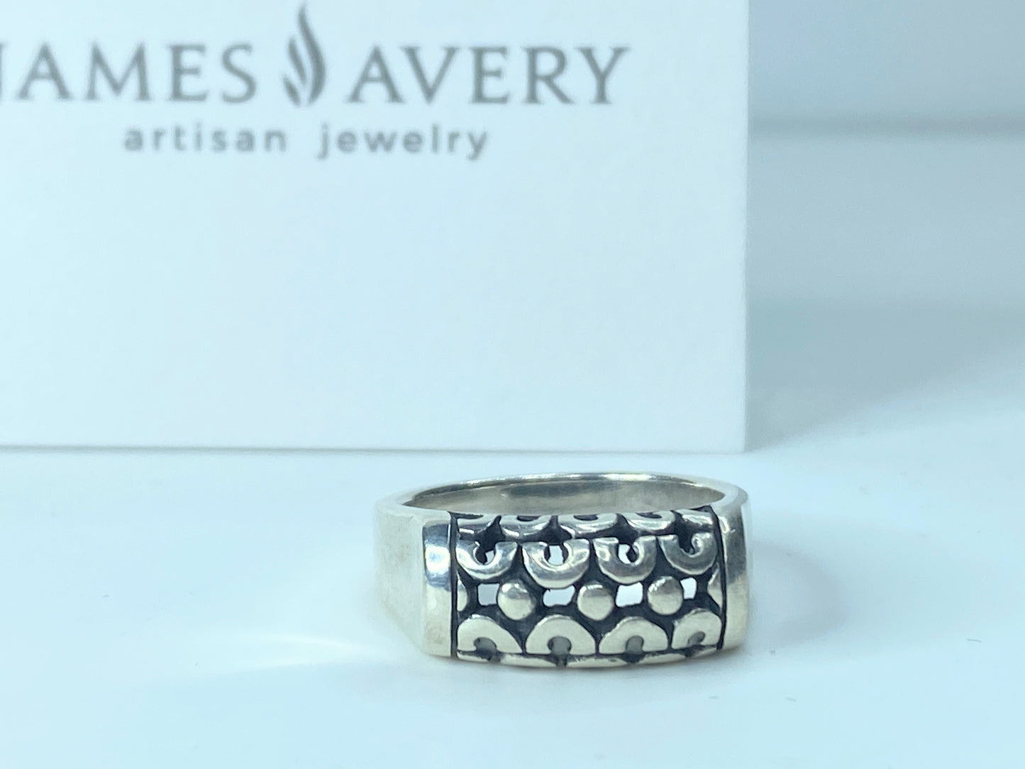 James Avery Retired Sterling Silver Scroll Dome Ring w/box 8.5g s8.5 JR234