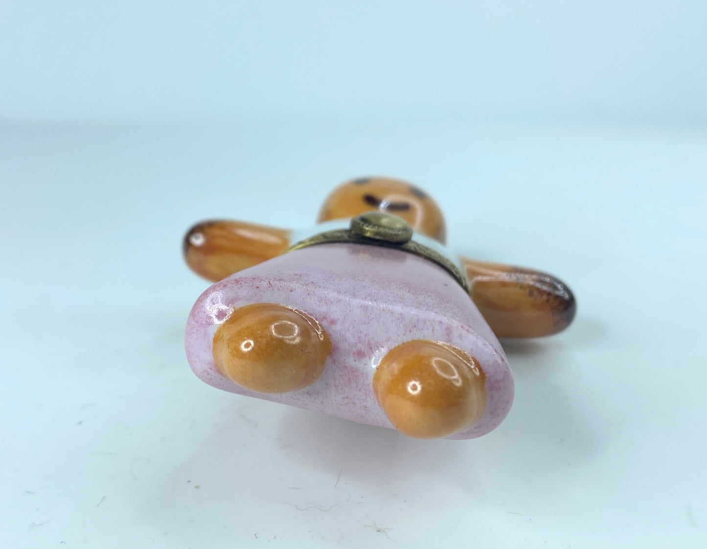 Limoges Christmas Gingerbread Girl Porcelain Trinket Box Gingerbread man 3" A377