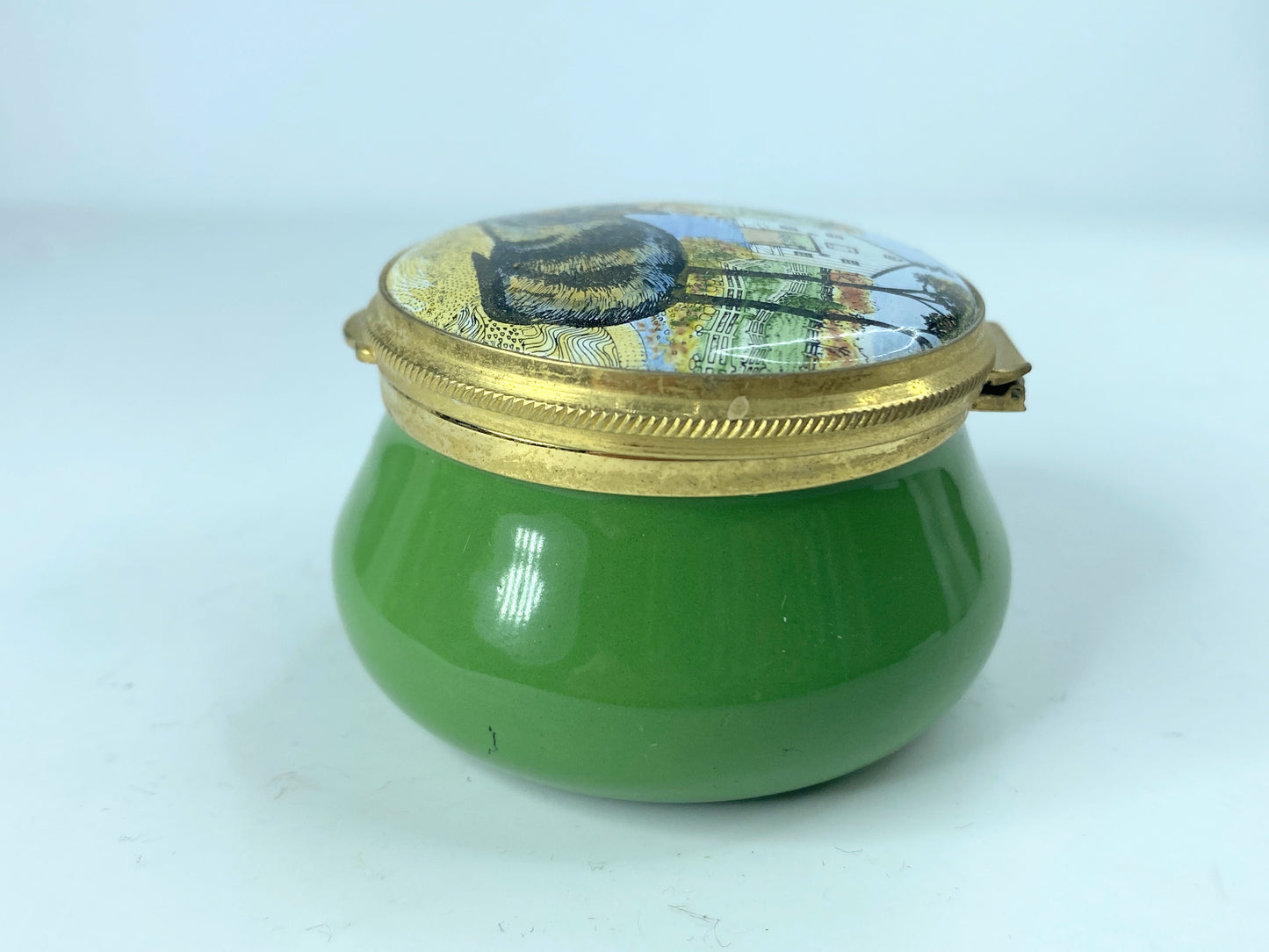 English Enamel Cat pill box Senaway by Vimi Vang Oldsen Trinket Box 2.0" A379