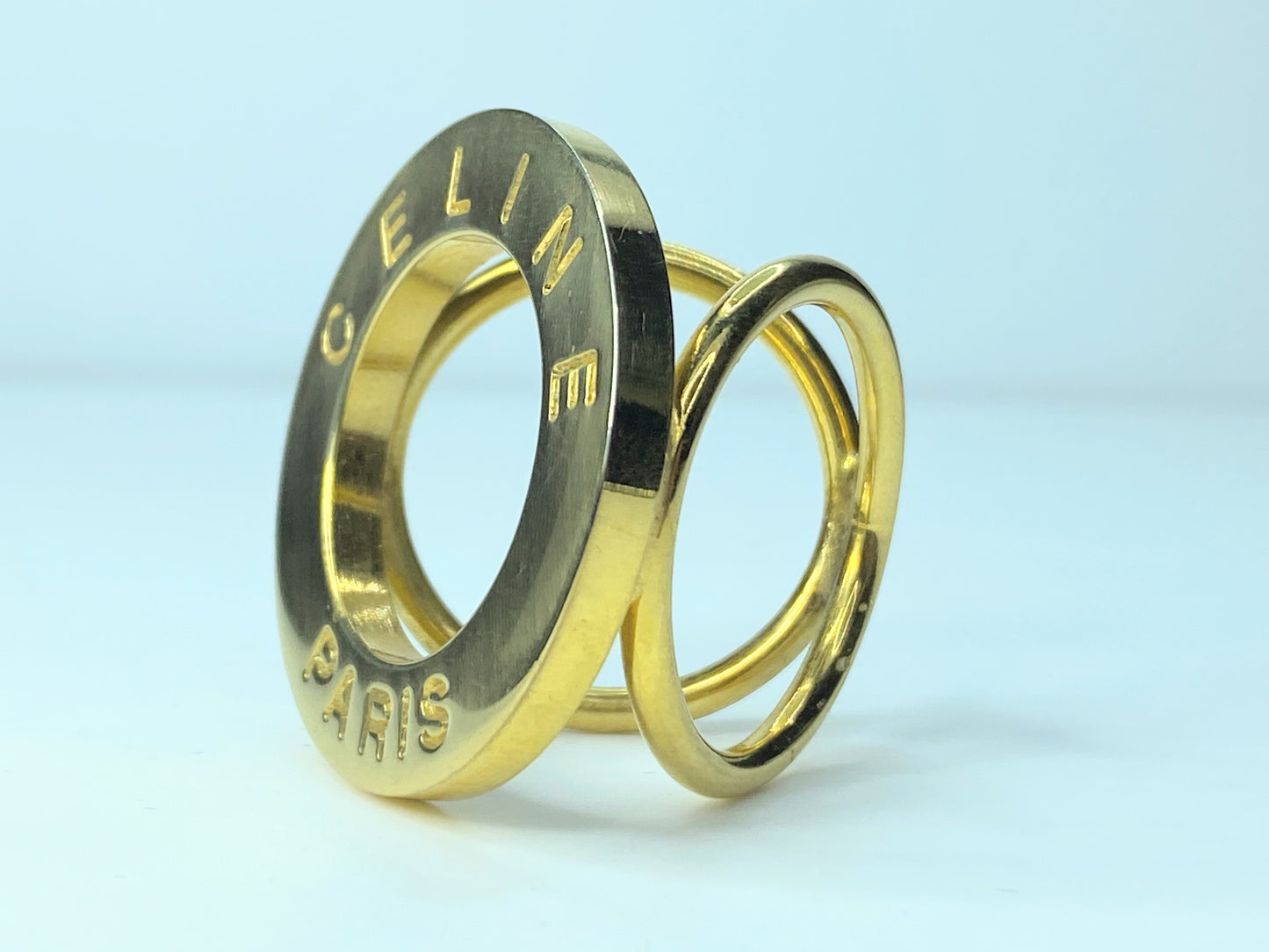 Celine Vintage Logo Scarf Ring Gold tone one size GS352
